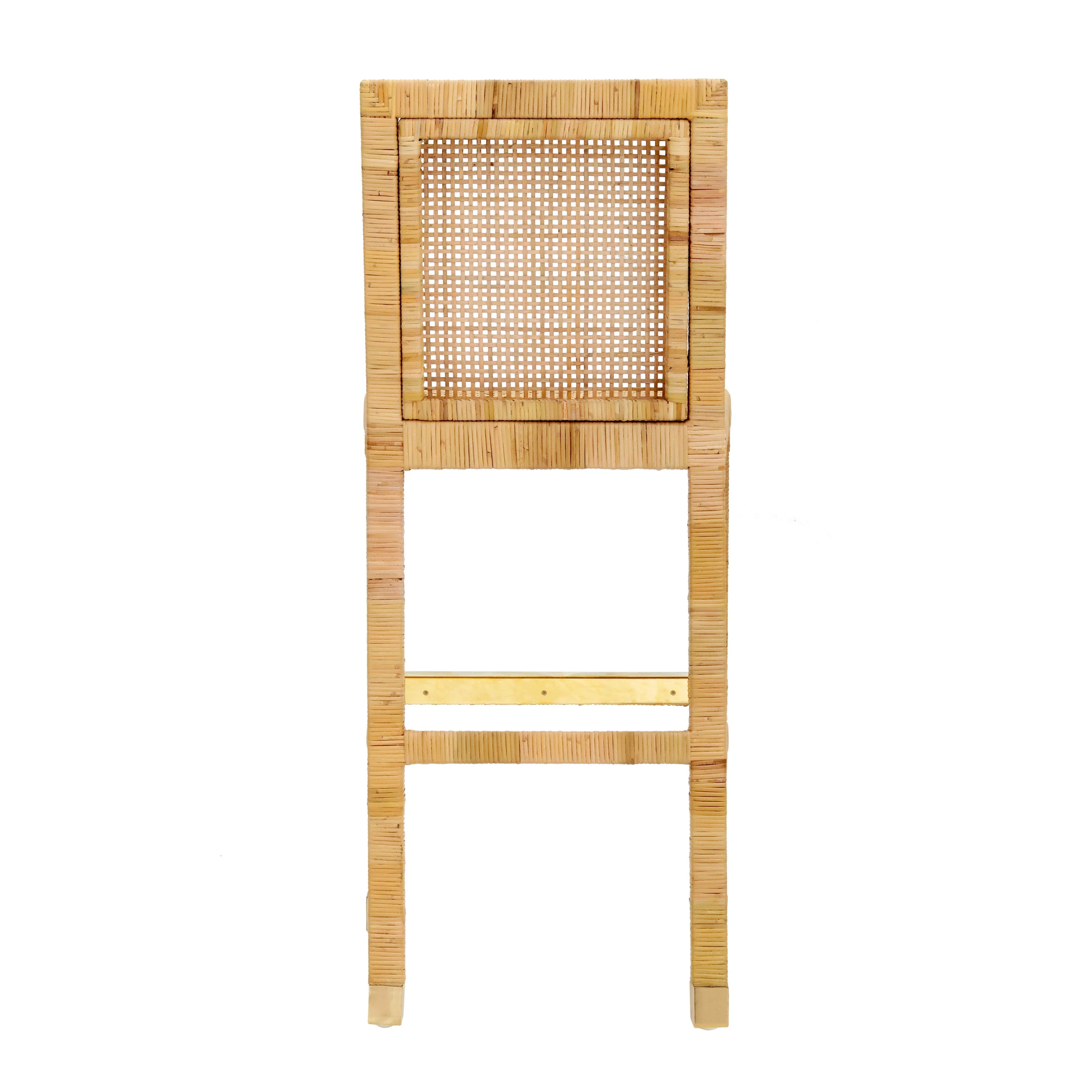 Amara Woven Rattan Performance Fabric Stool