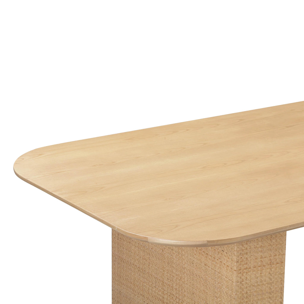 Akiba 96" Natural Ash & Rattan Rectangular Dining Table