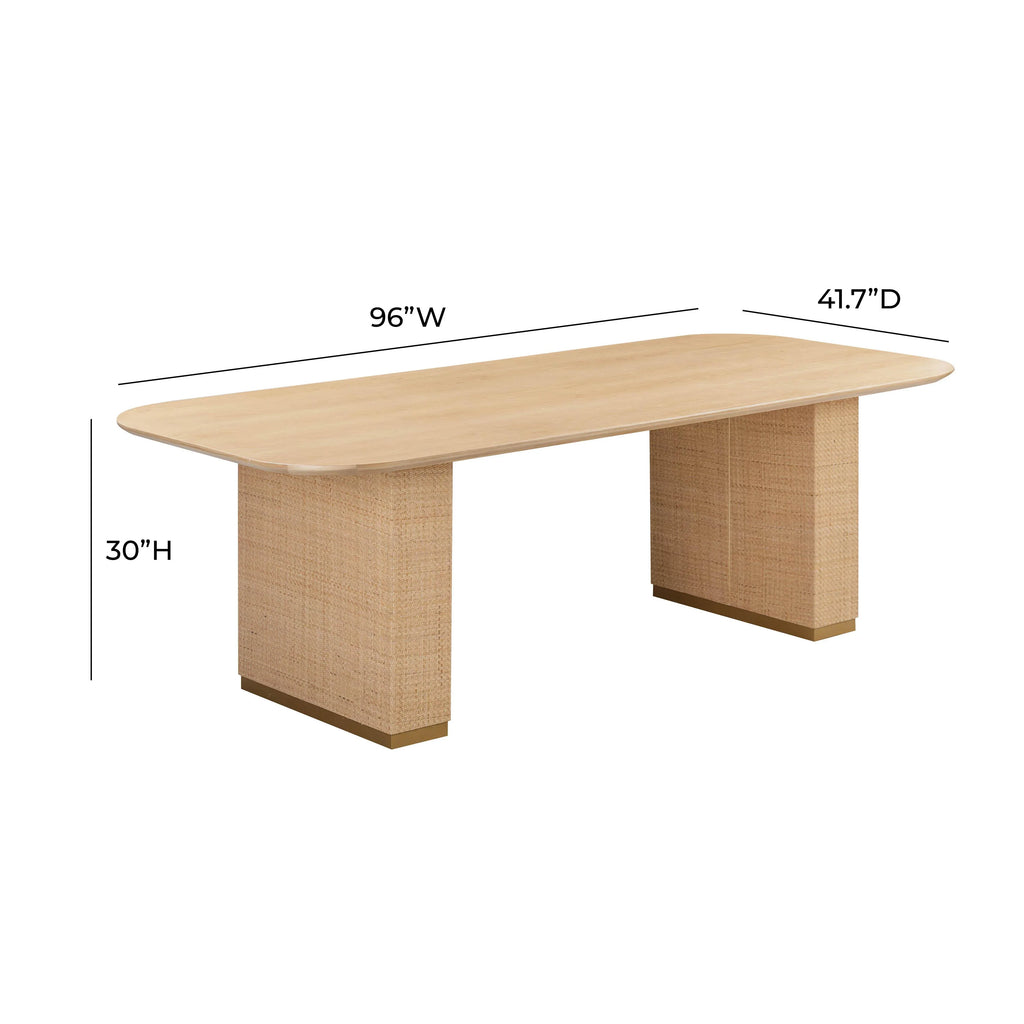 Akiba 96" Natural Ash & Rattan Rectangular Dining Table