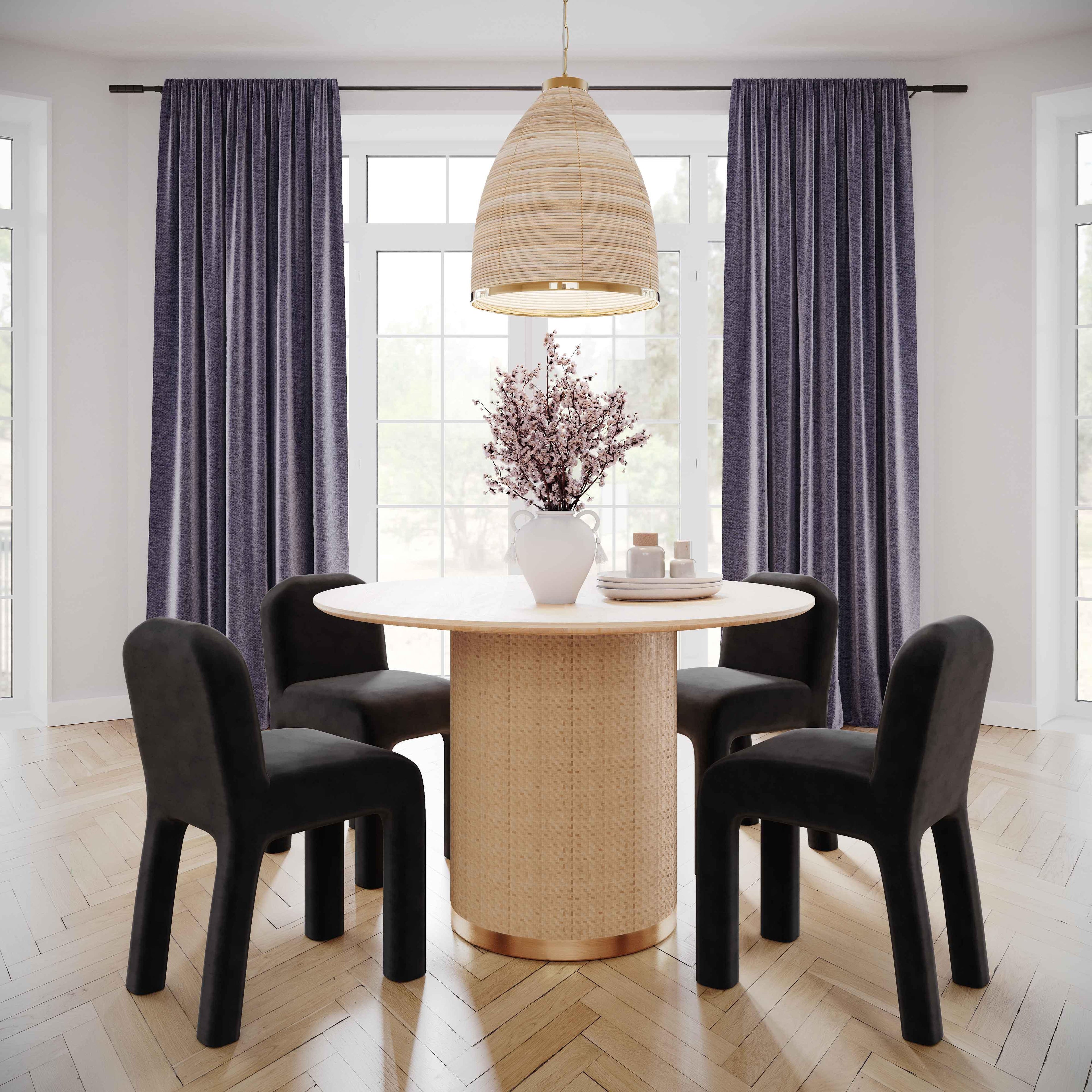 Akiba 47" Natural Ash & Rattan Round Dining Table