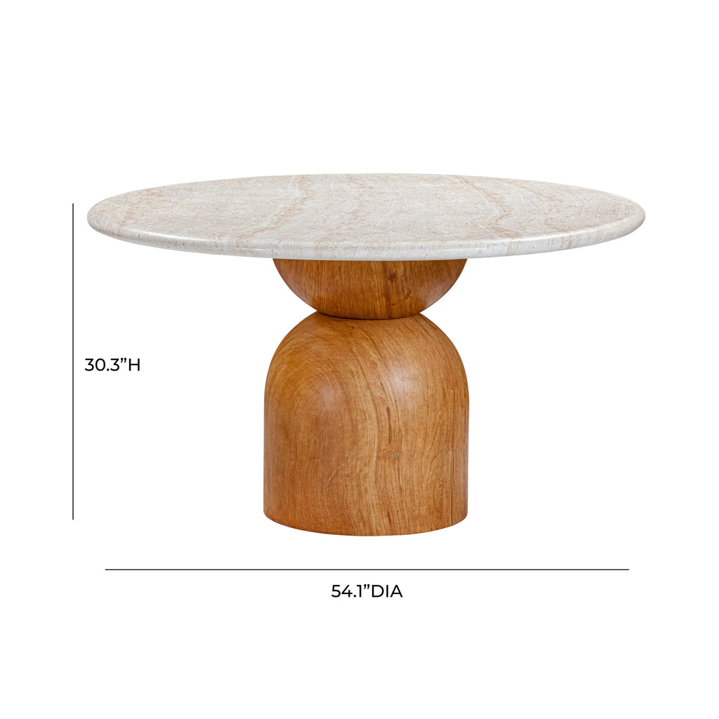 Cynthia 54" Faux Travertine Indoor/Outdoor Concrete Round Dining Table