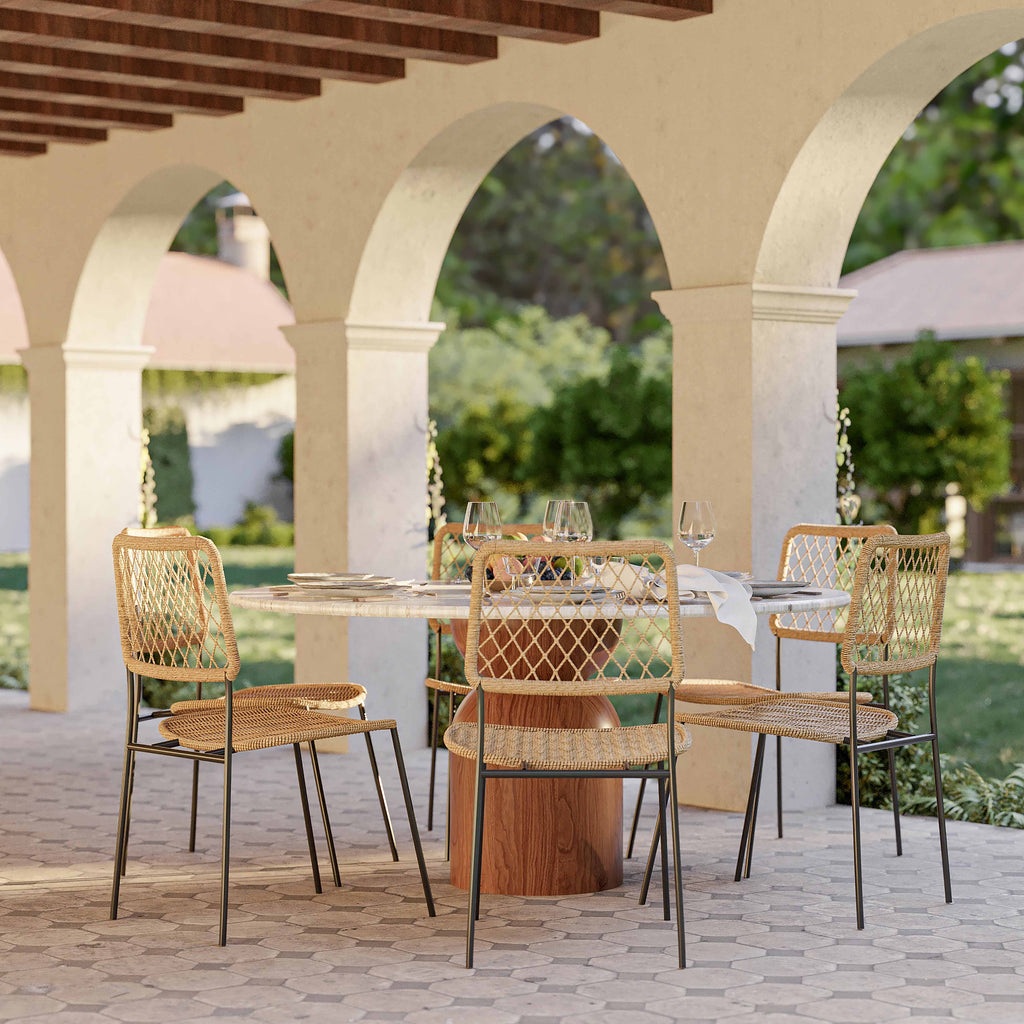 Cynthia 54" Faux Travertine Indoor/Outdoor Concrete Round Dining Table