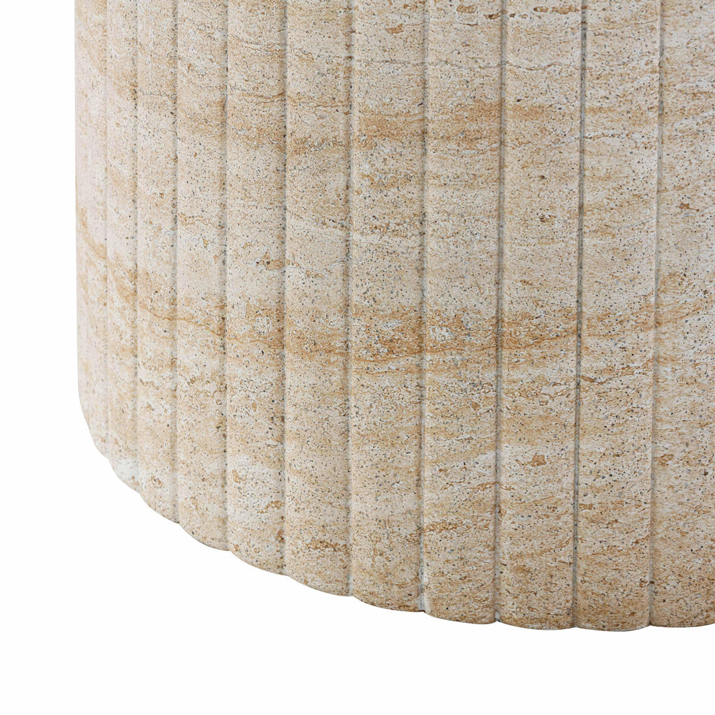 Blossom 54" Washed Faux Travertine Finish Indoor/Outdoor Round Dining Table