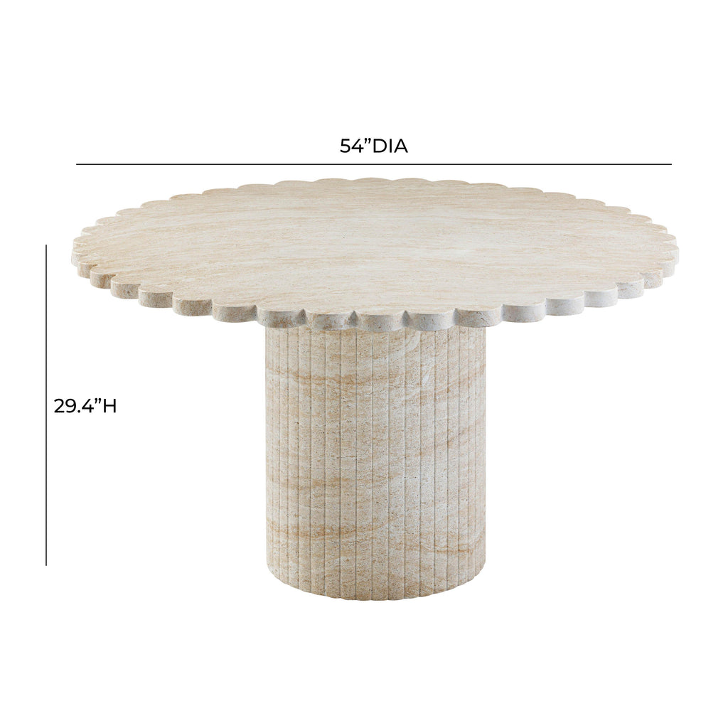 Blossom 54" Washed Faux Travertine Finish Indoor/Outdoor Round Dining Table