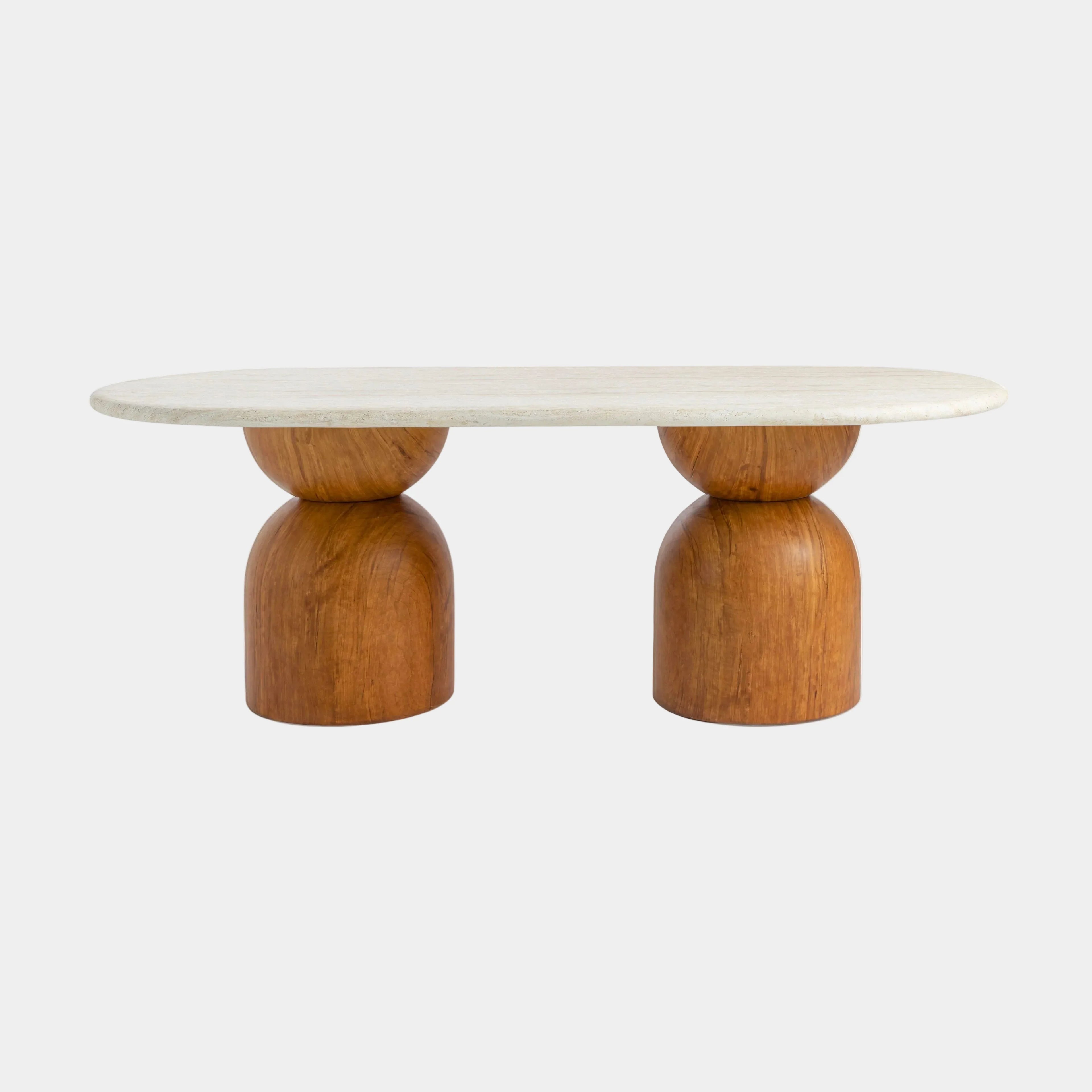 Cynthia 87" Faux Travertine Indoor/Outdoor Concrete Oval Dining Table
