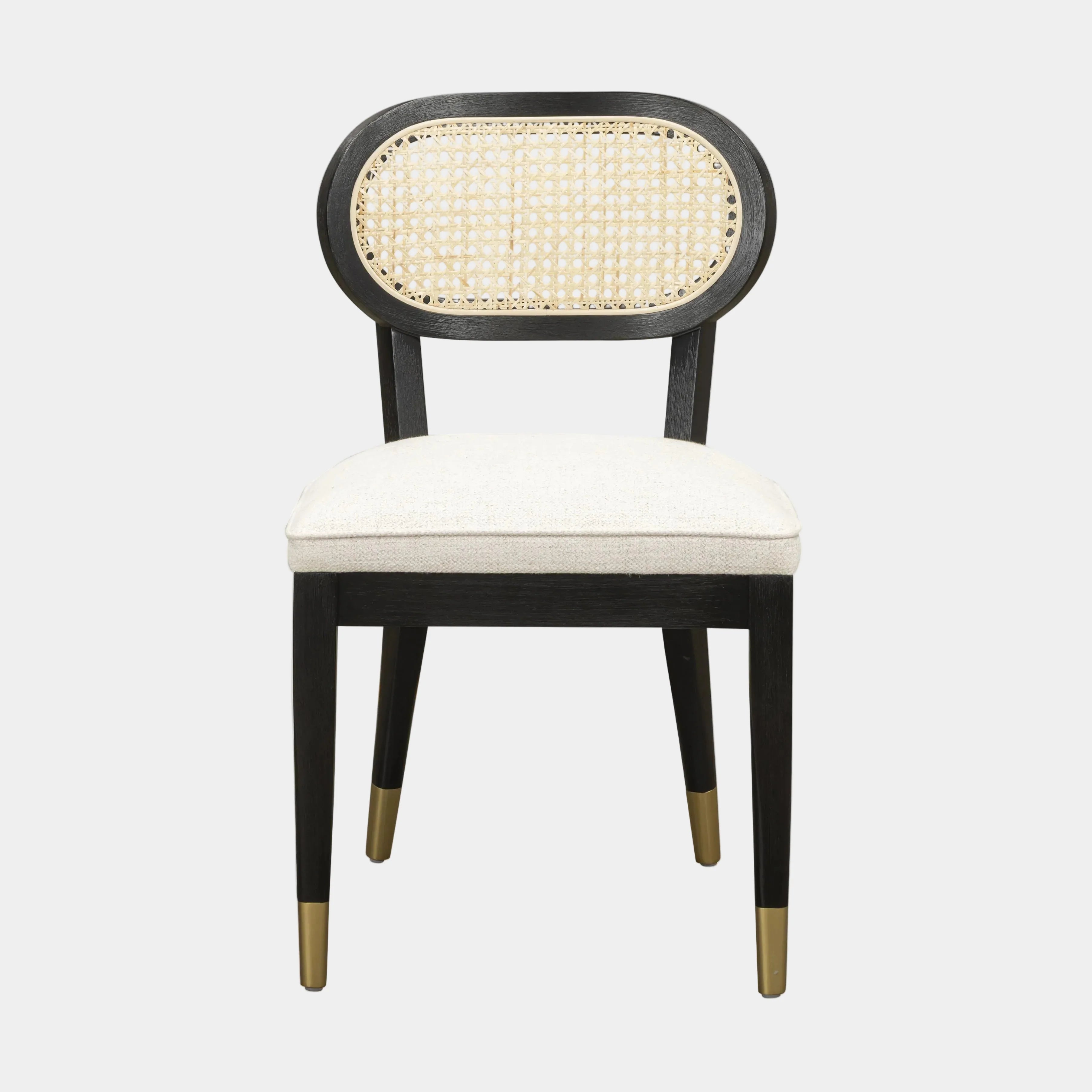 Cosette Black Dining Chair in Cream Performance Linen