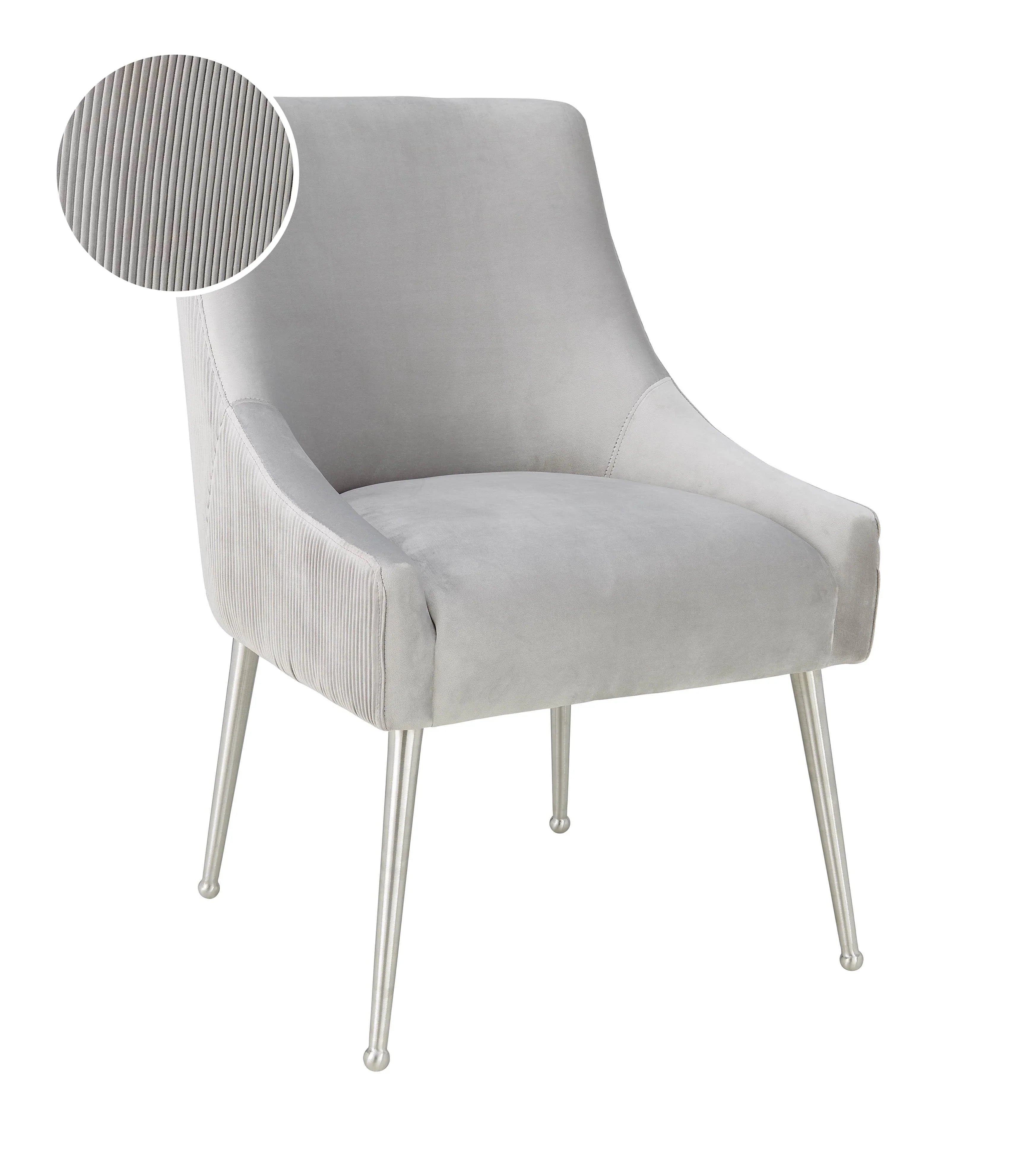 Beatrix Grey Performance Velvet Dining Chair - Silver Legs
