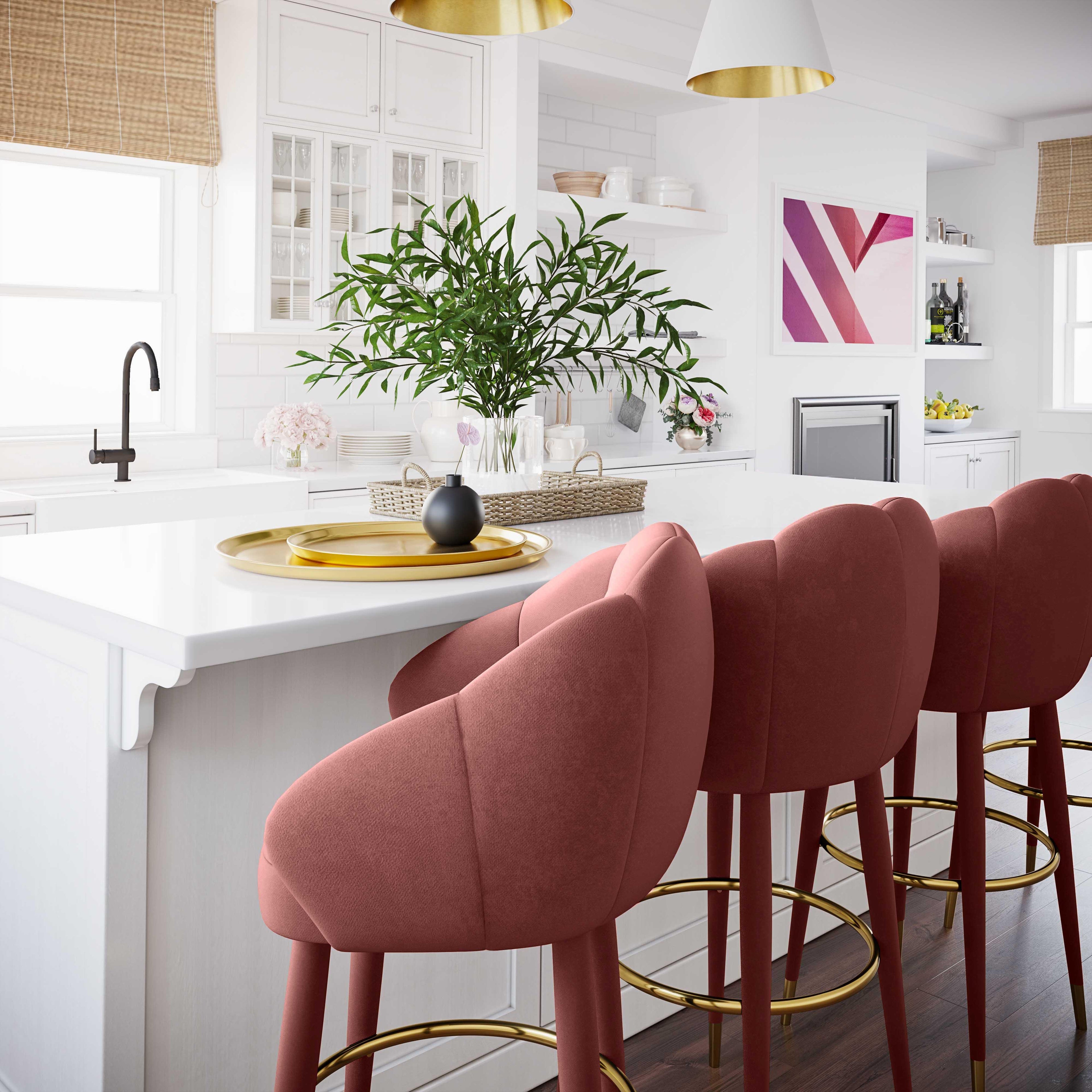 Myla Performance Velvet Swivel Stool