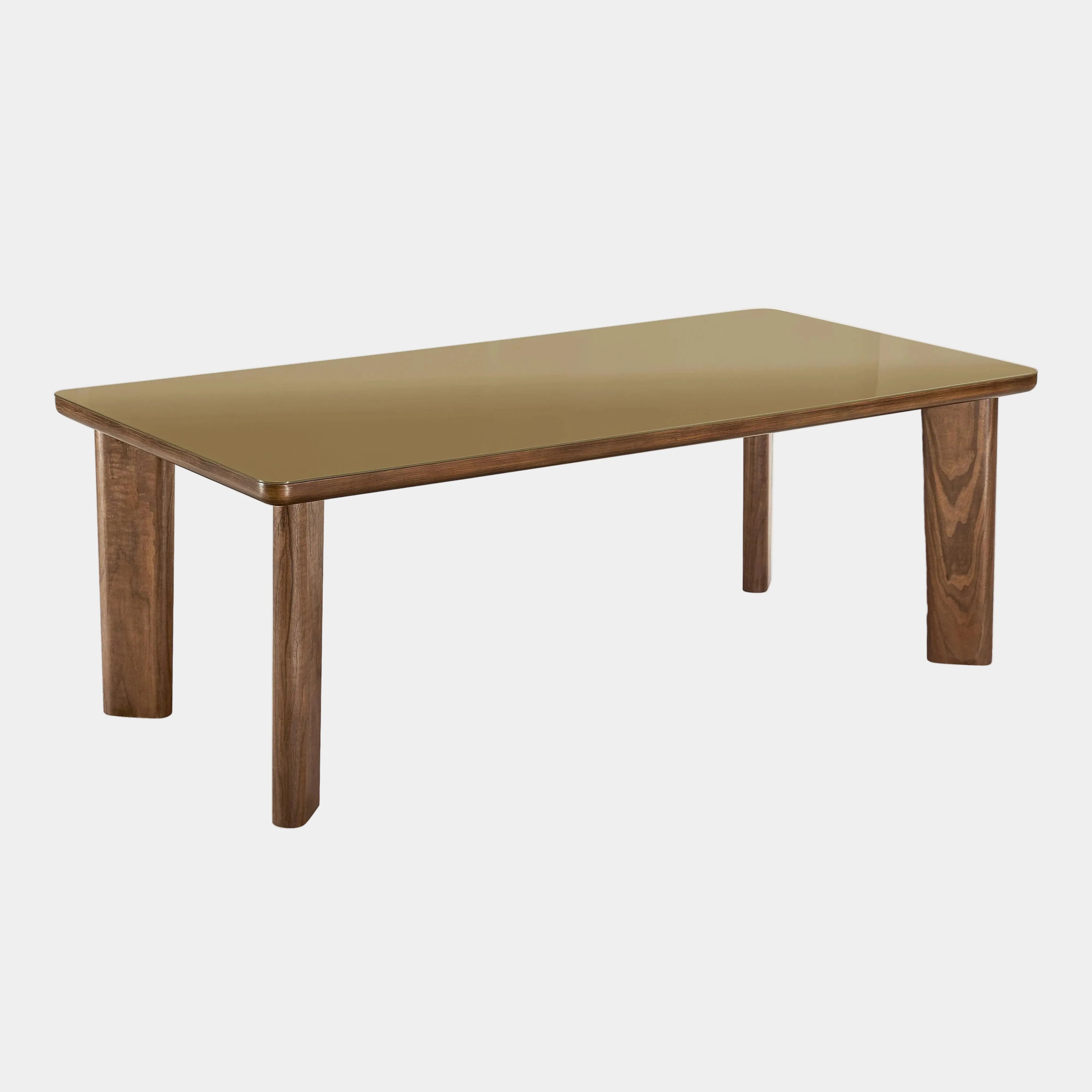 Oani 83" Walnut and Glass Rectangular Dining Table
