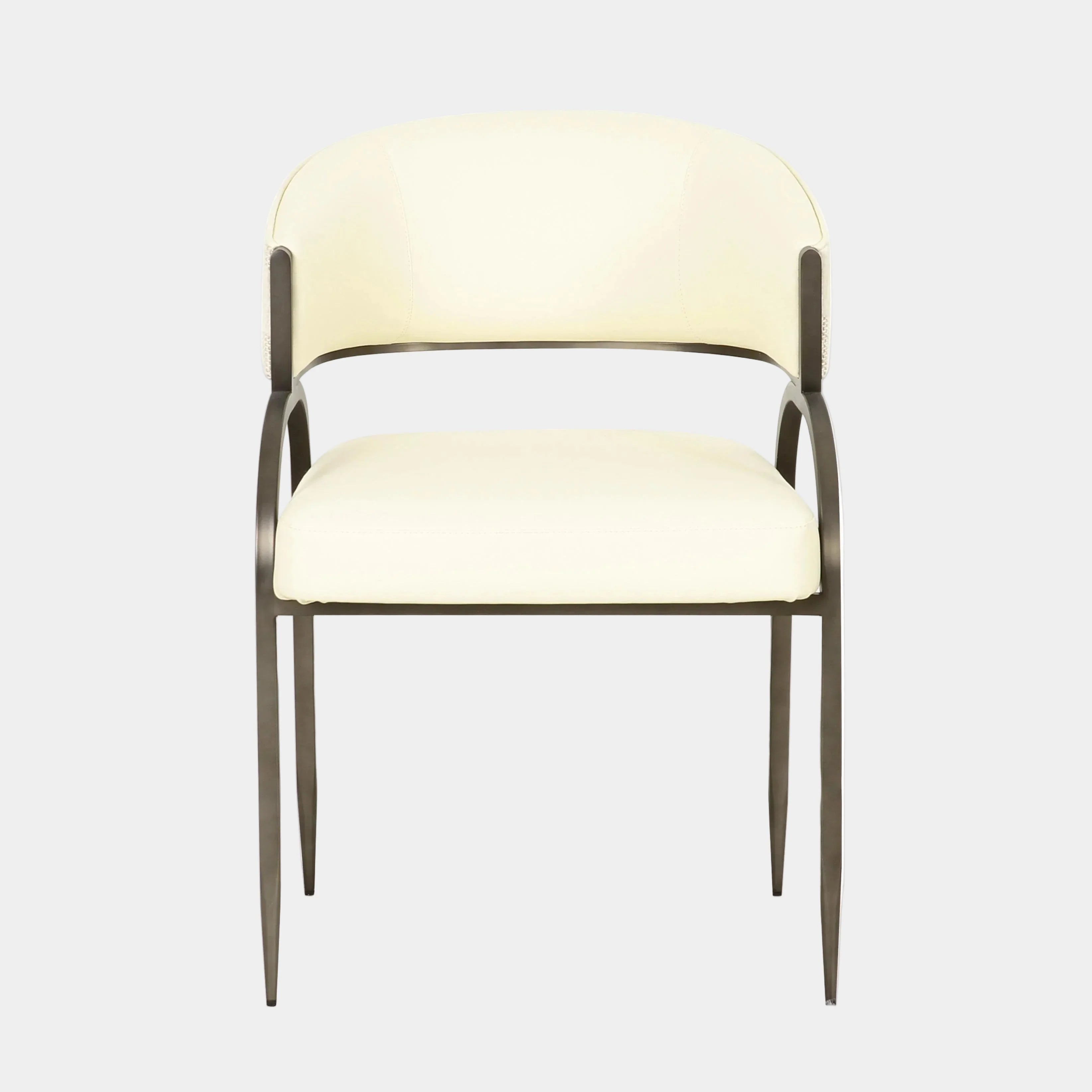 Tatum Cream 2-Tone Performance Vegan Leather and Jacquard Dining Chair