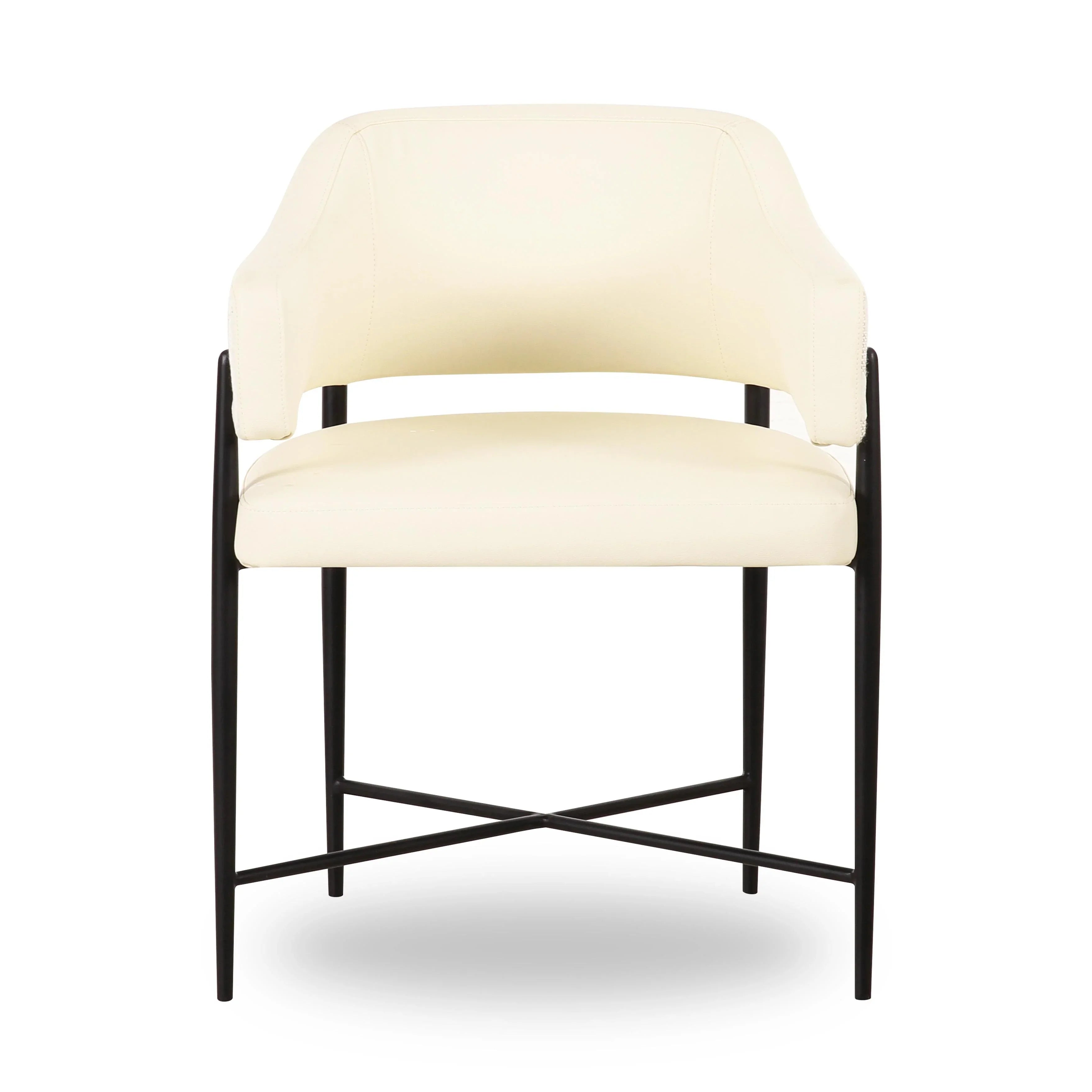 Sezanne Cream 2-Tone Performance Vegan Leather and Jacquard Dining Chair