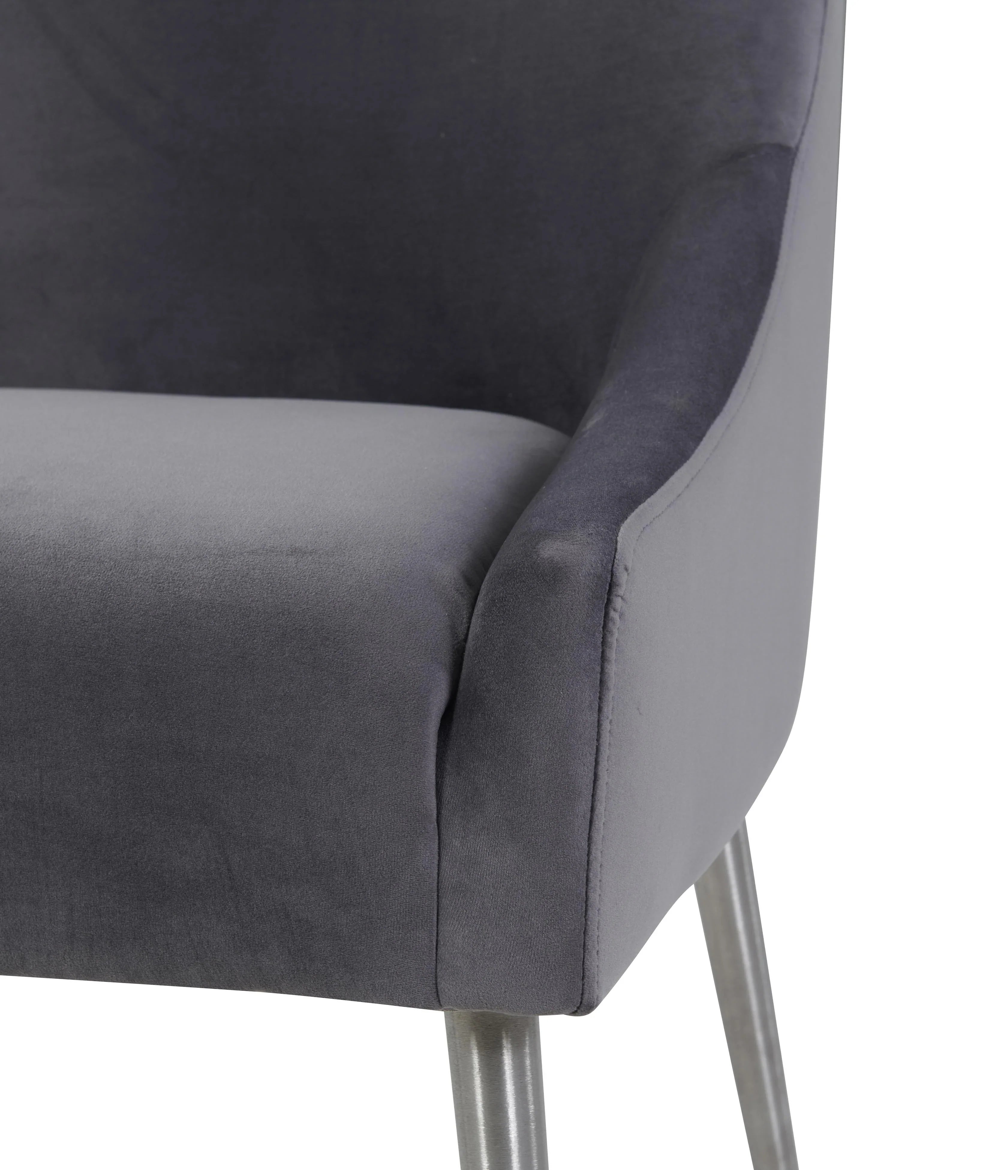 Beatrix Grey Performance Velvet Dining Chair - Silver Legs