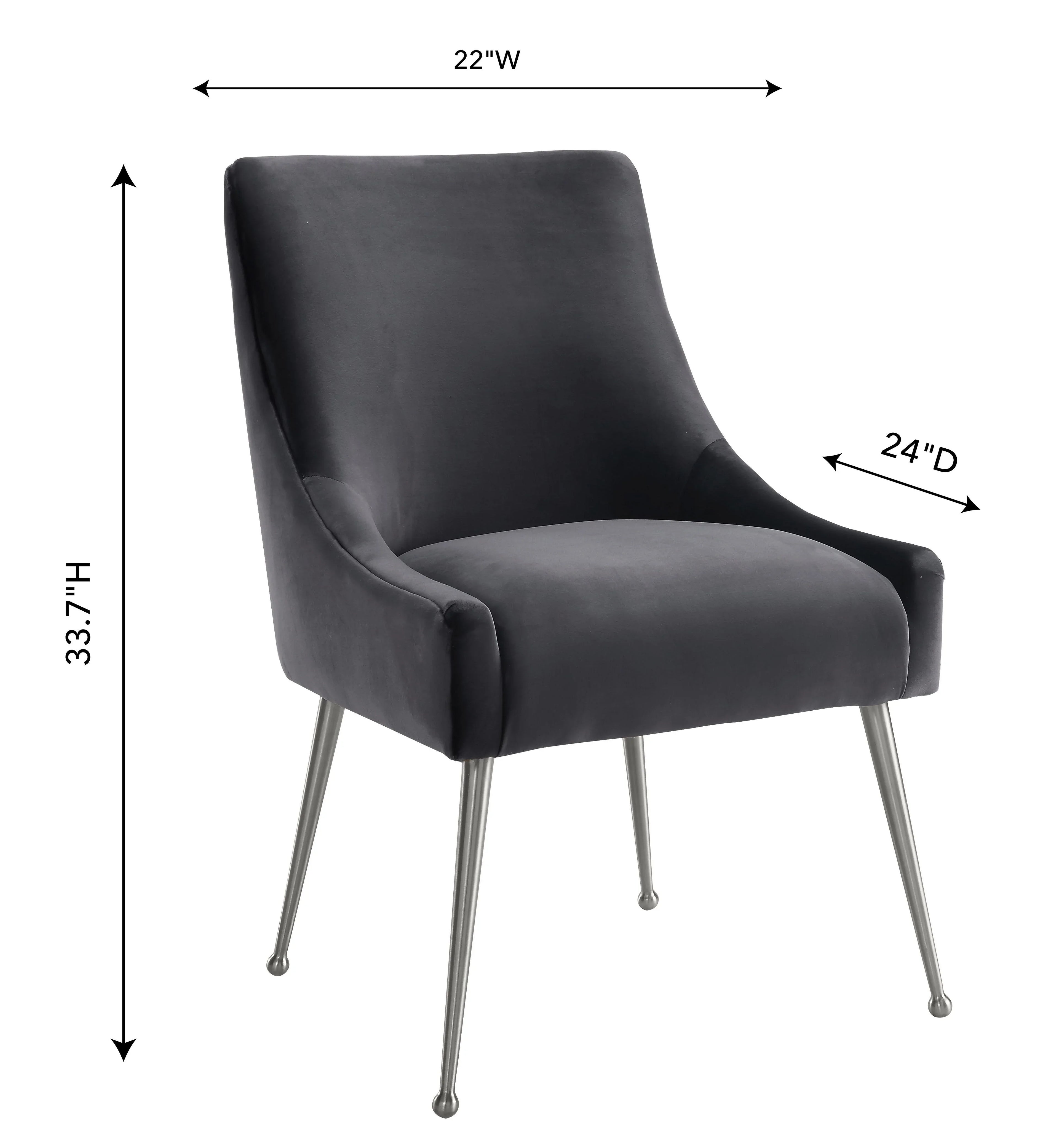 Beatrix Grey Performance Velvet Dining Chair - Silver Legs
