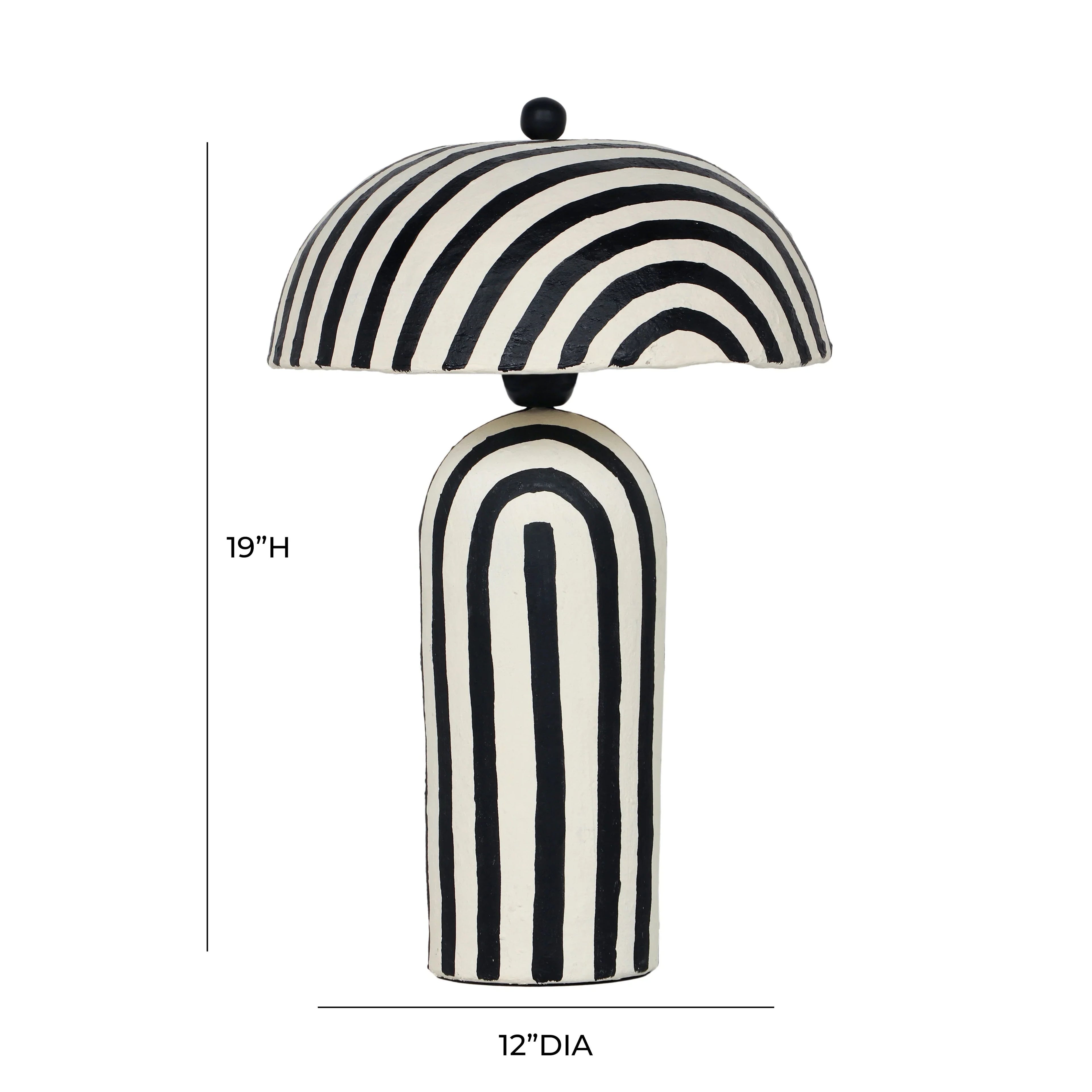 Maiori Striped Papier Mache Table Lamp