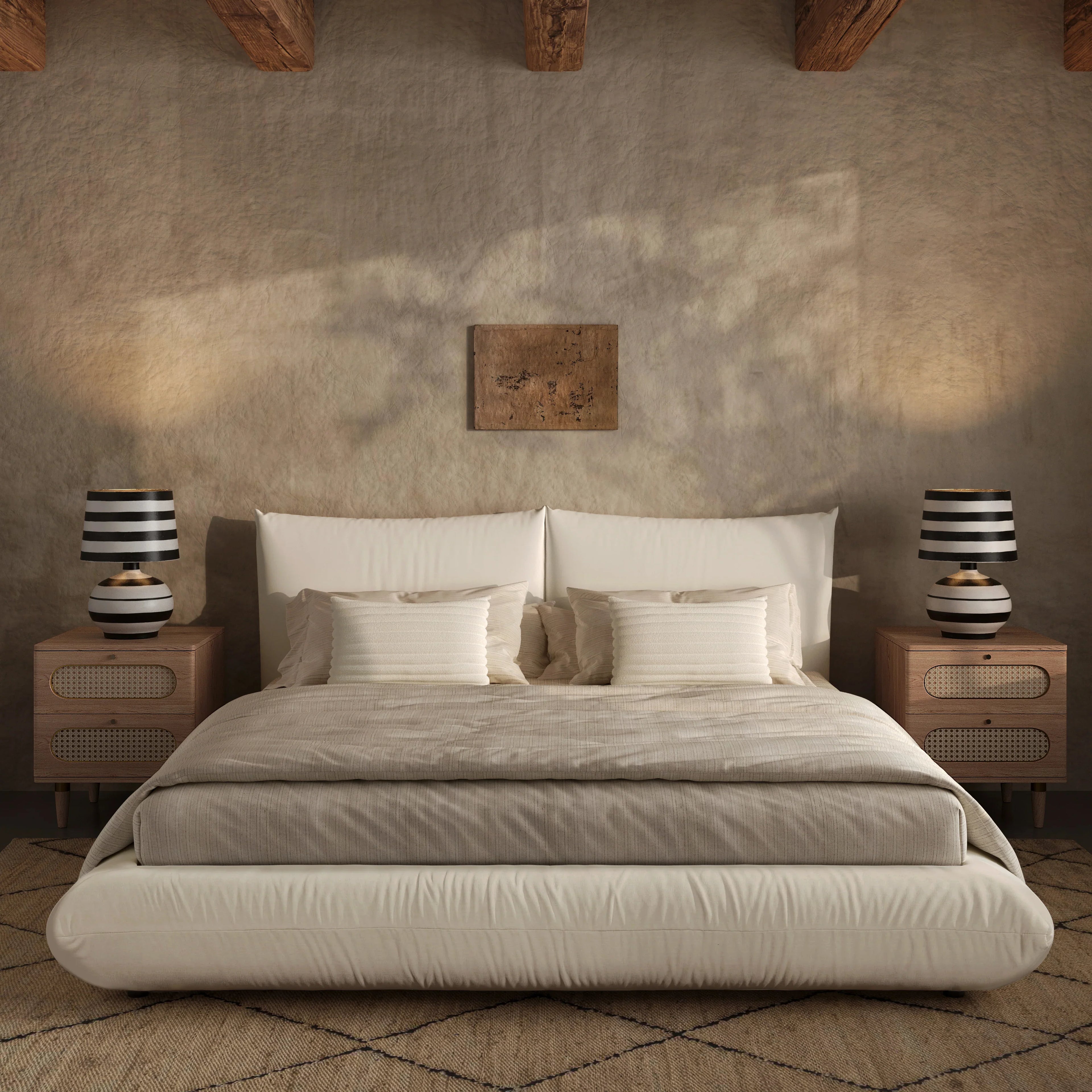 Positano Striped Papier Mache Table Lamp
