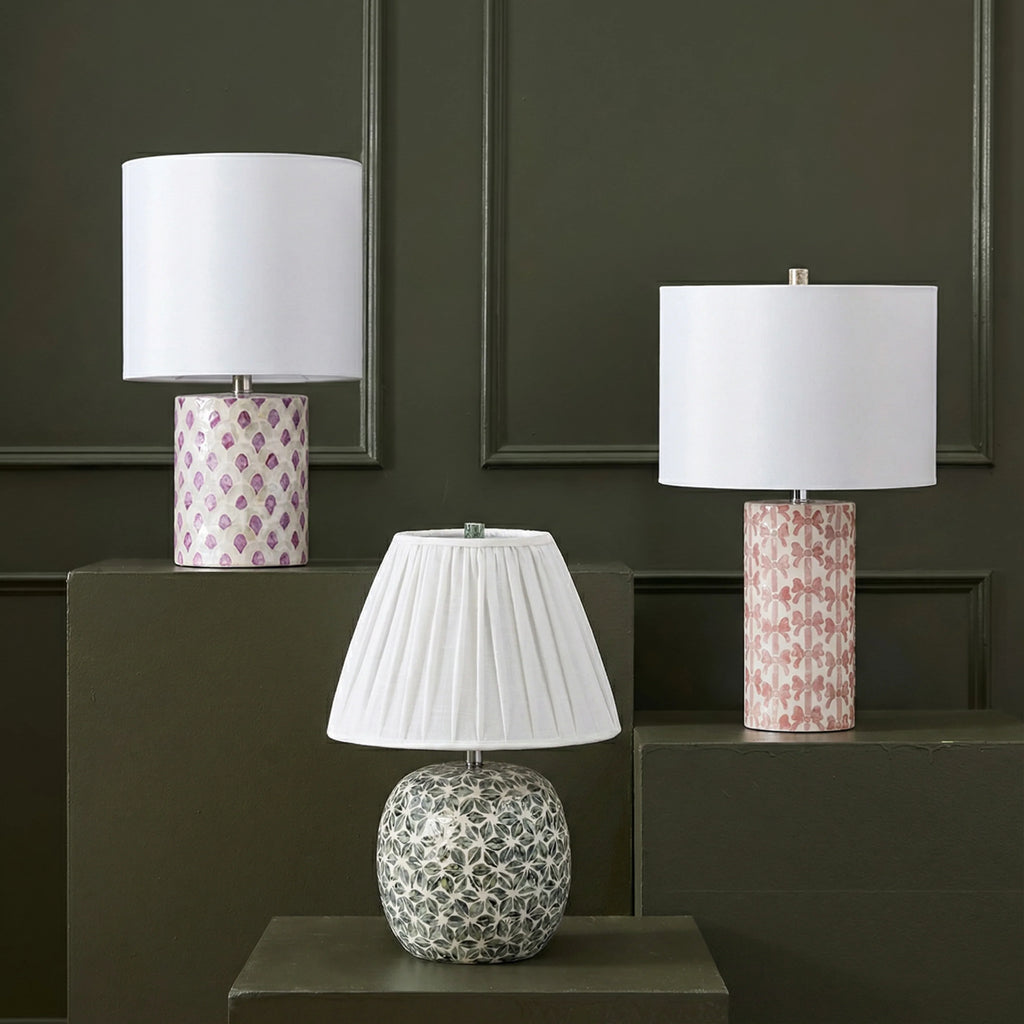 Lassy Pink Ribbon Capiz Shell Table Lamp