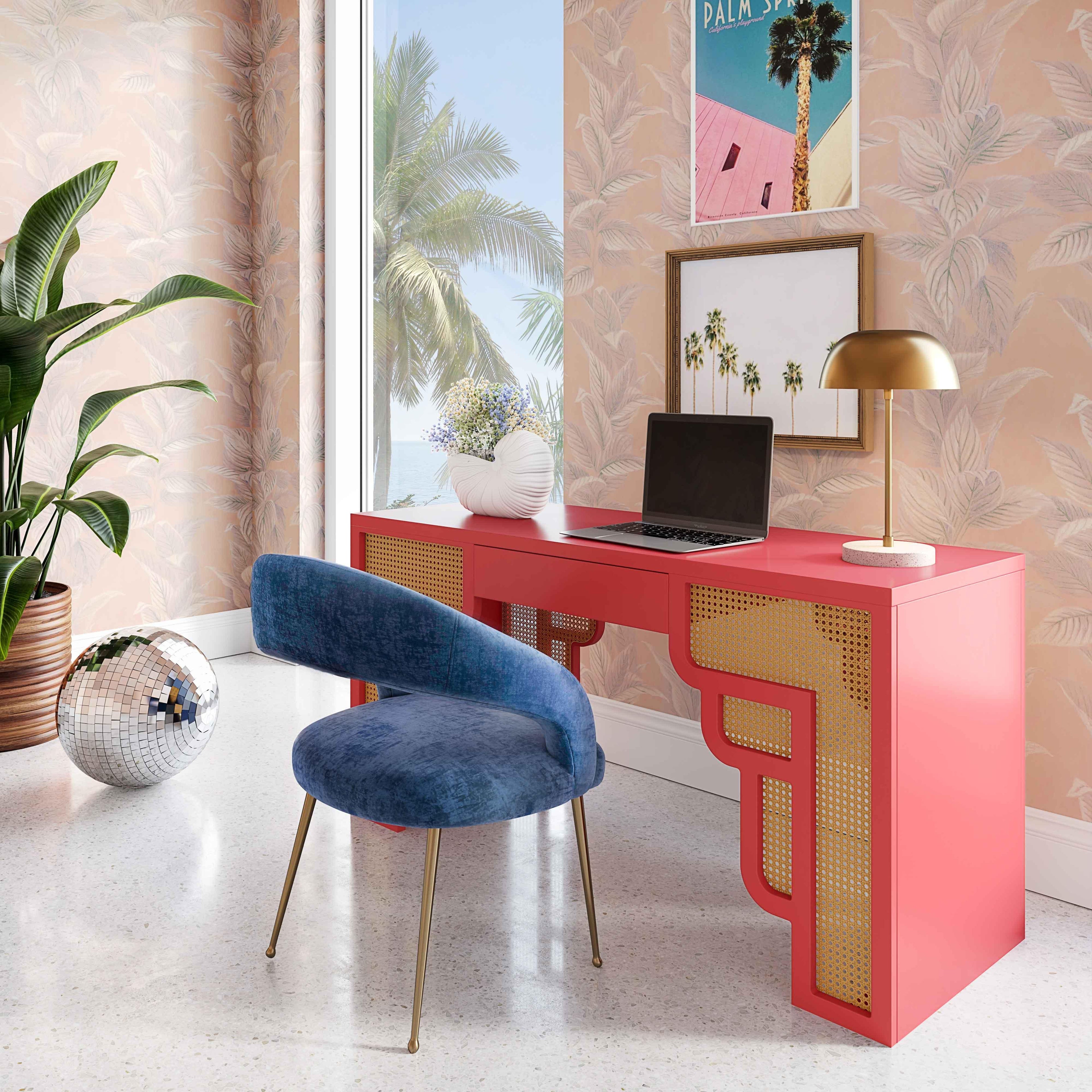 Suzie 62" Rattan Executive Desk With Drawer
