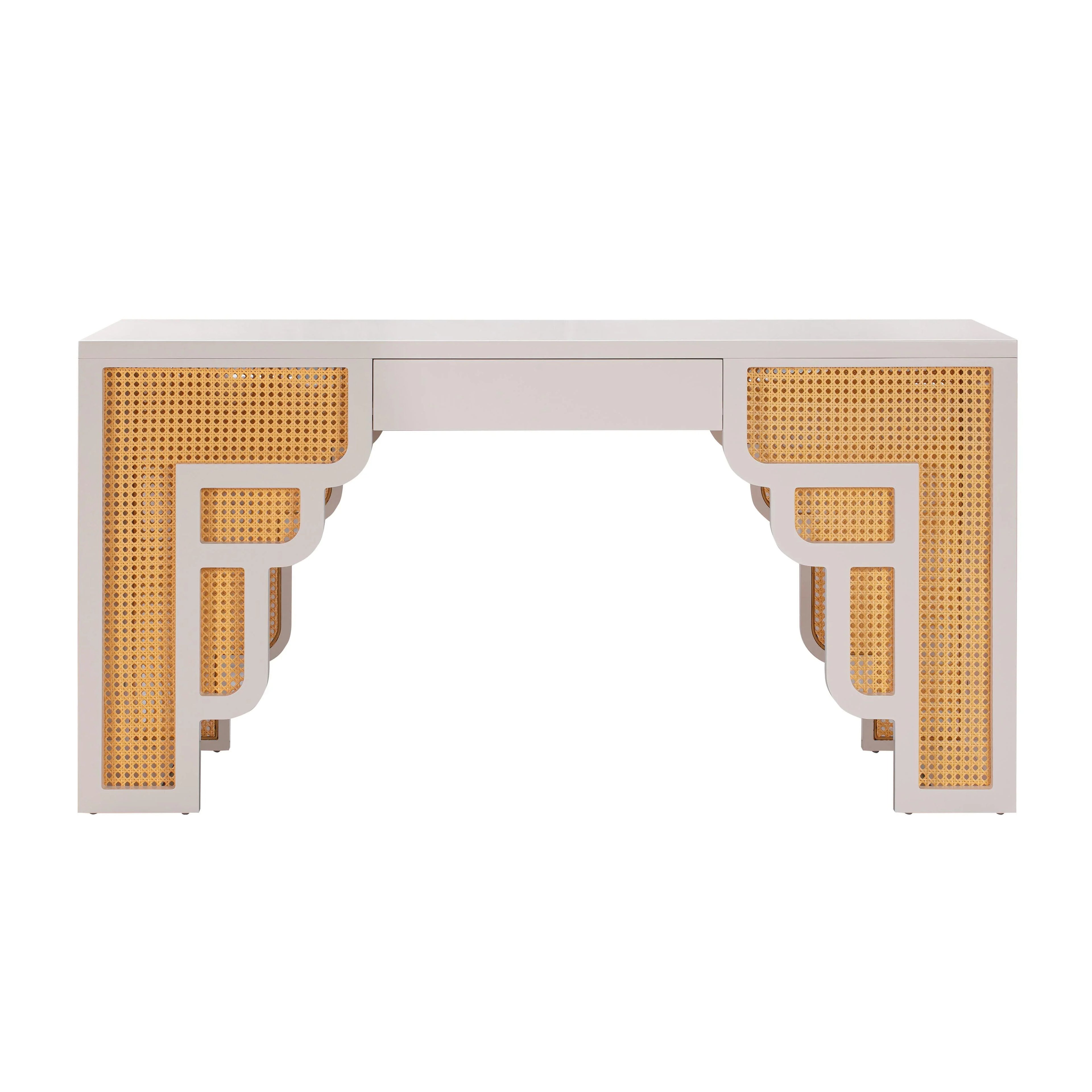 Suzie 62" Rattan Executive Desk With Drawer