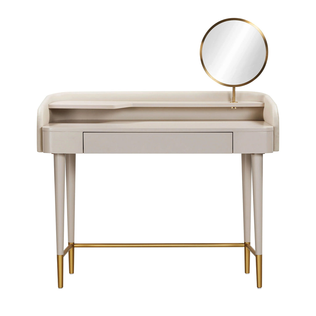 Penelope 45" Vegan Leather Wrapped Vanity Desk With Drawer