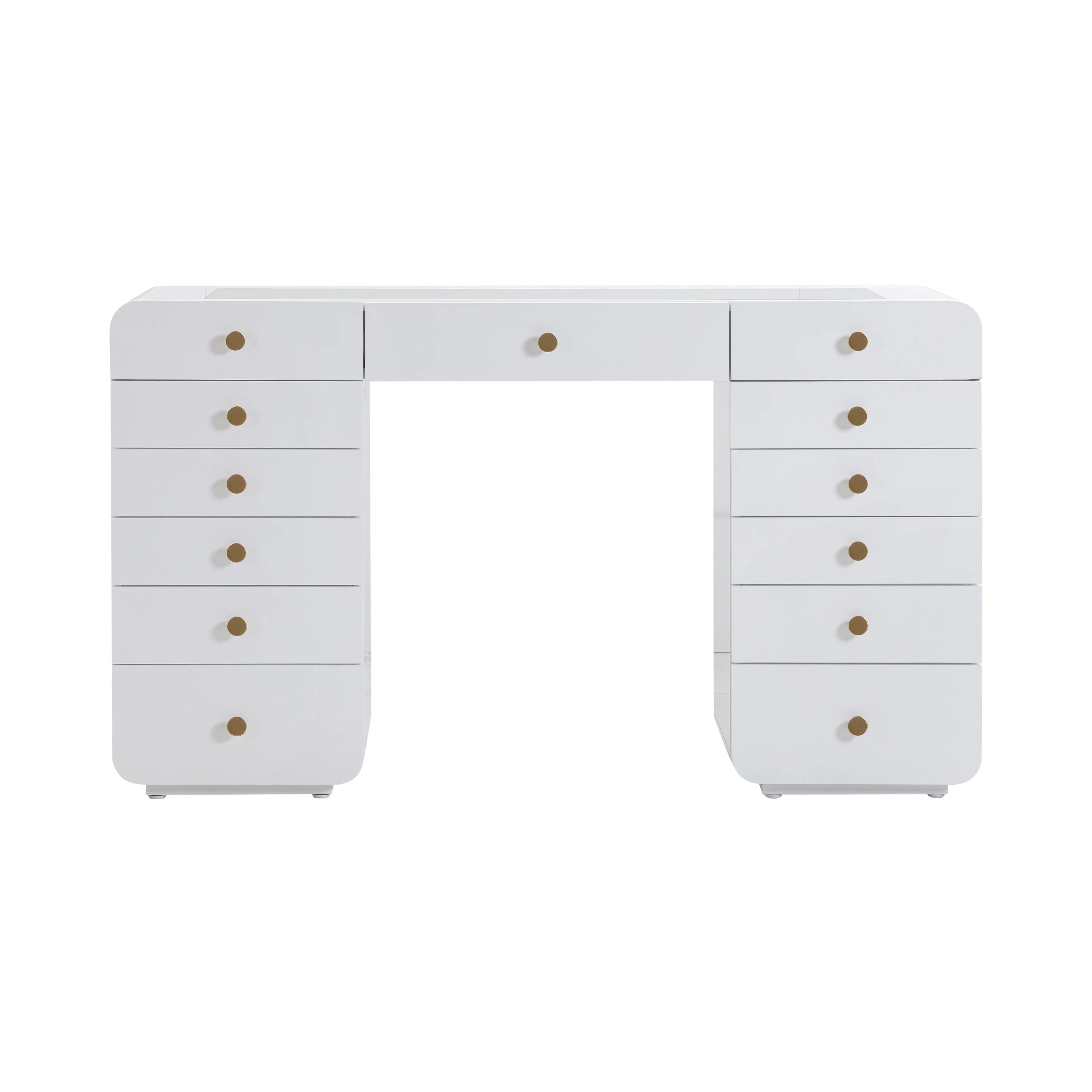 Hollywood 56" White Desk with Vanity Mirror