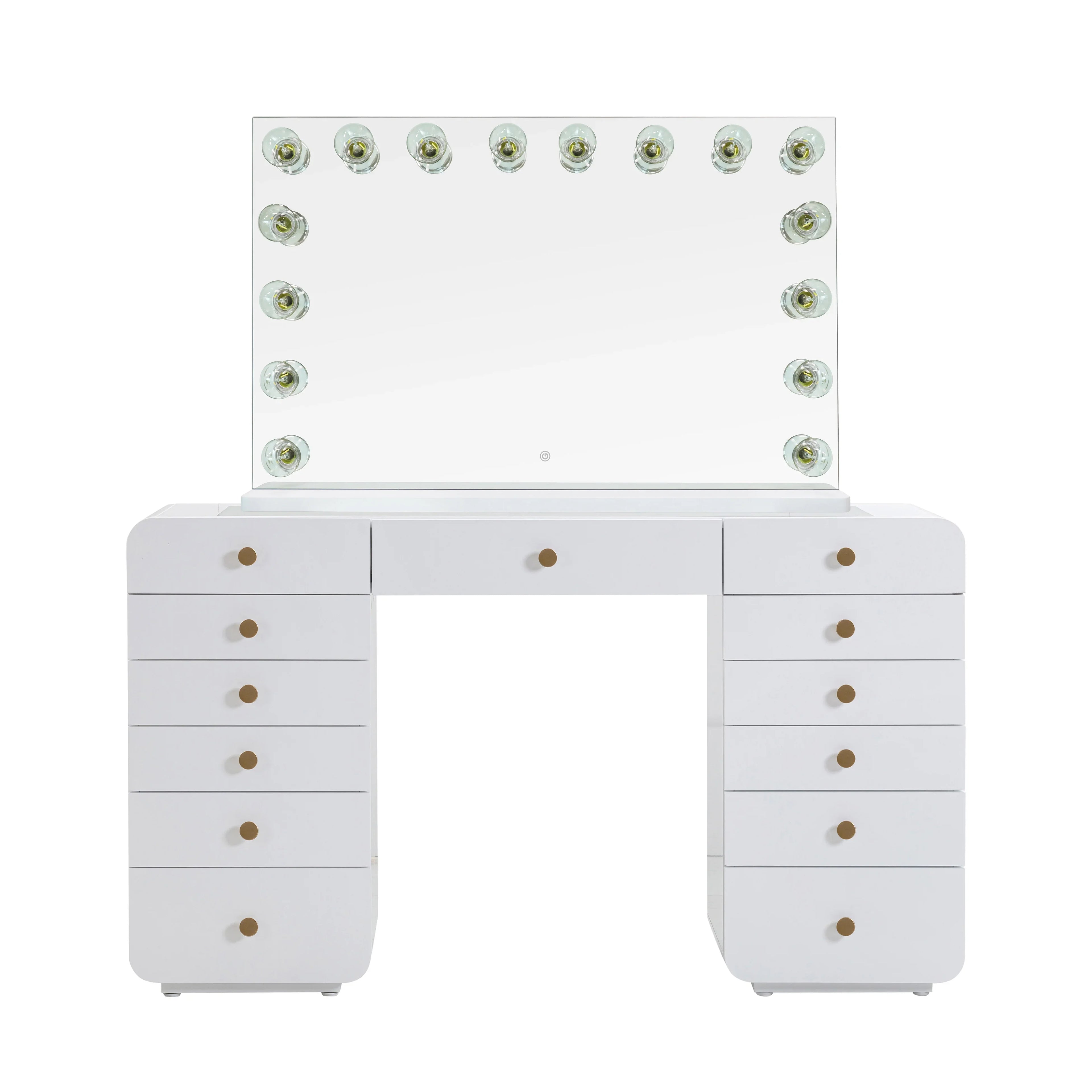 Hollywood 56" White Desk with Vanity Mirror