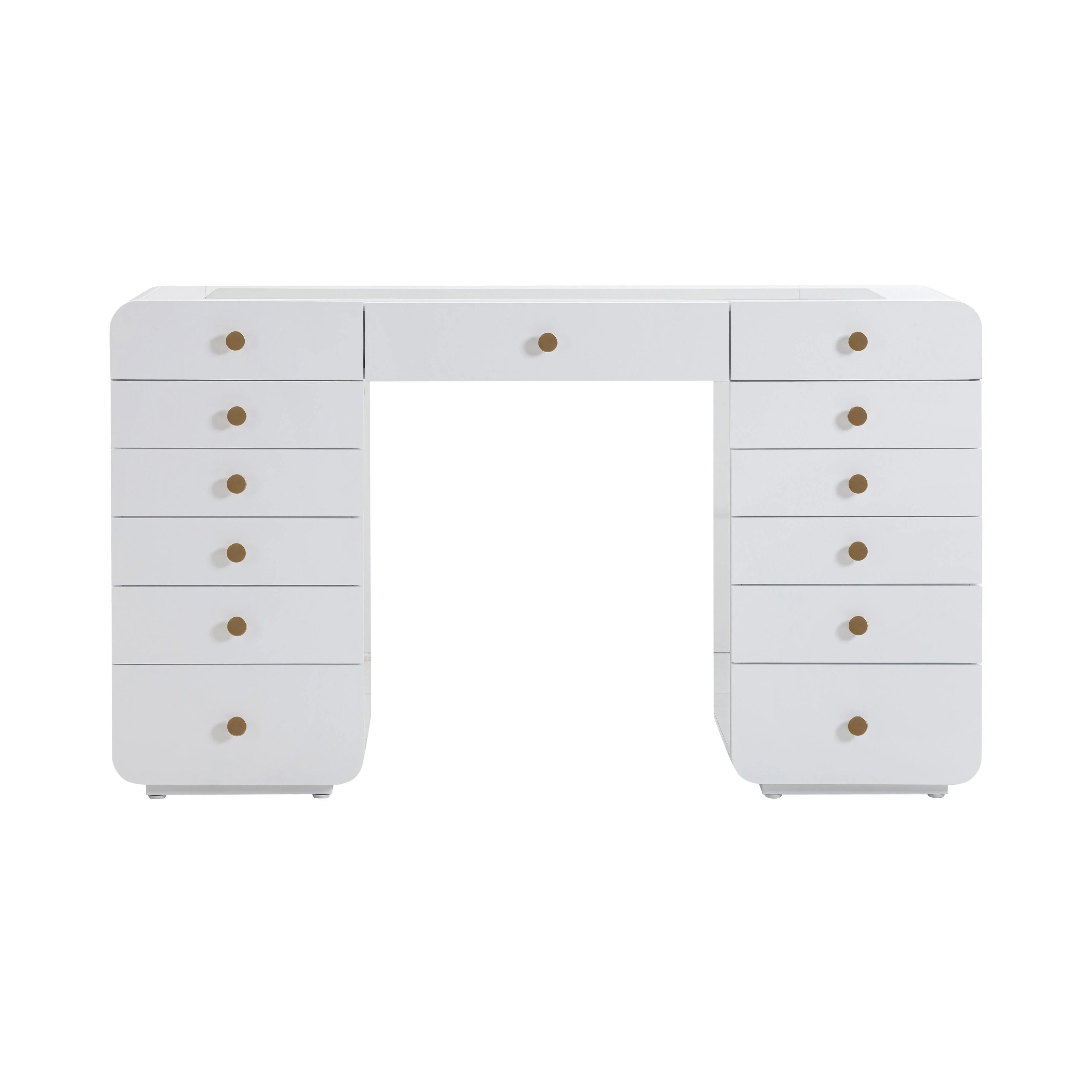 Hollywood 56" White 13-Drawer Vanity Desk