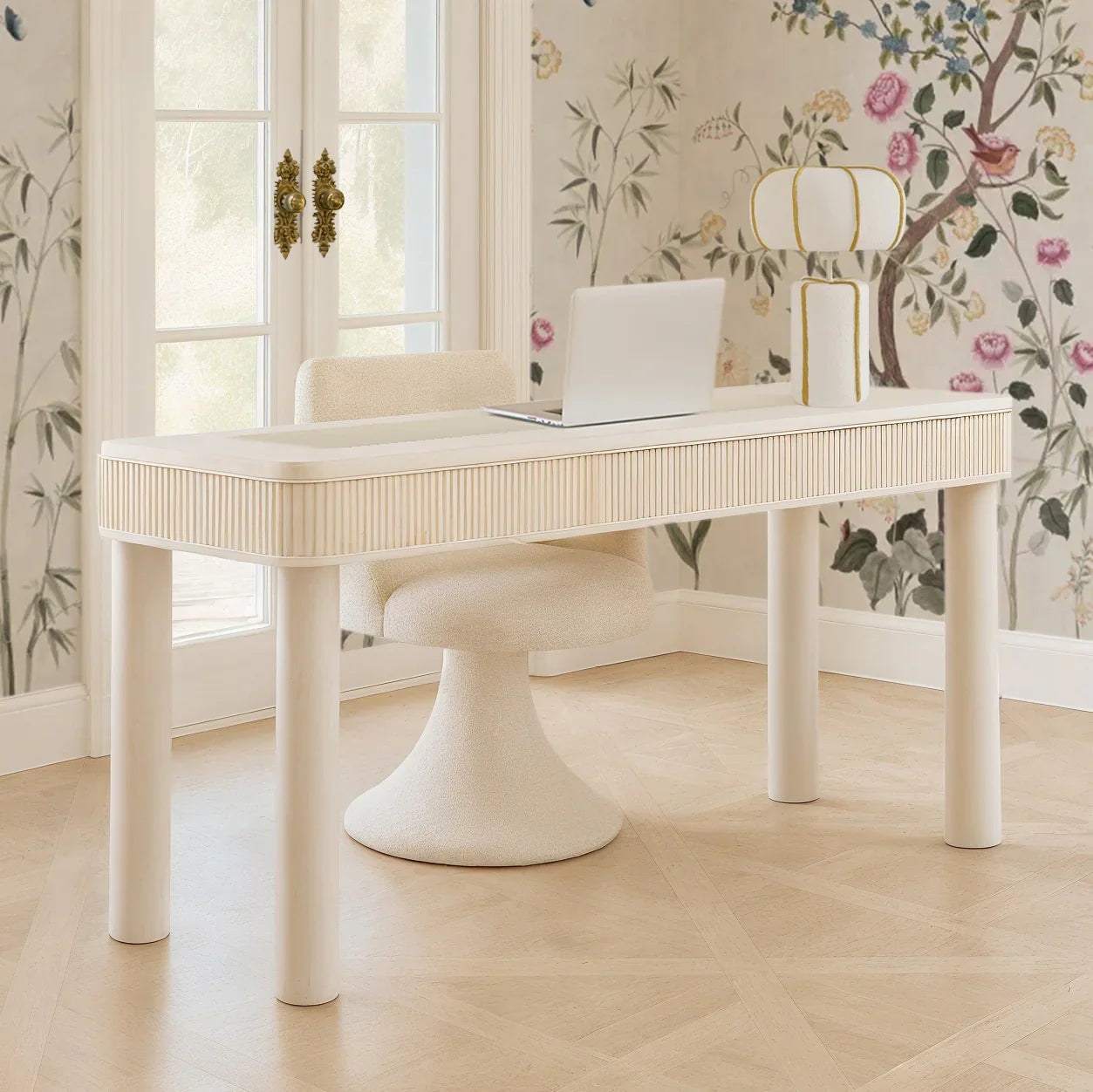 Sarah 55" Cream 2-Drawer Executive Work Desk