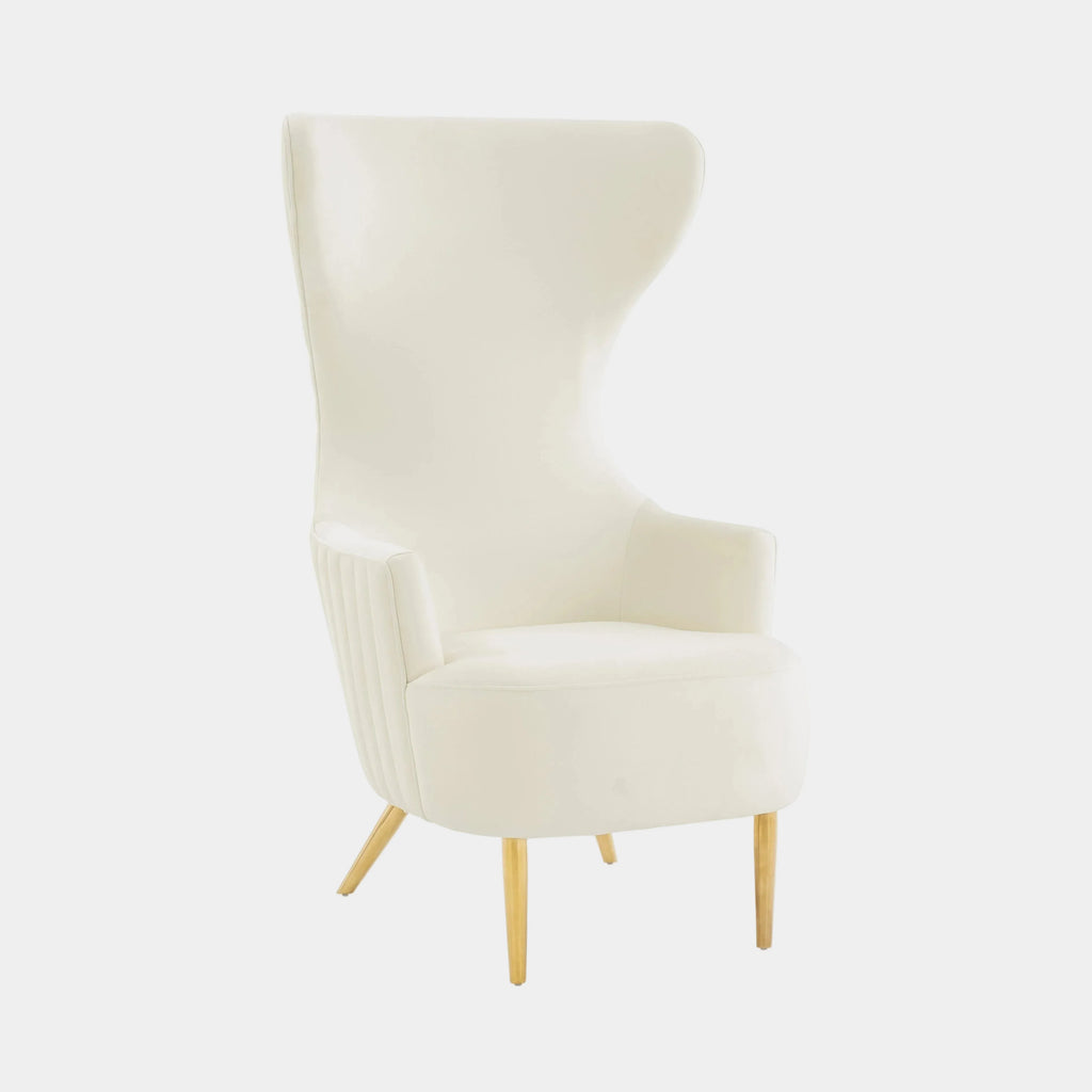 Julia Performance Velvet Channel Tufted Wingback Accent Chair