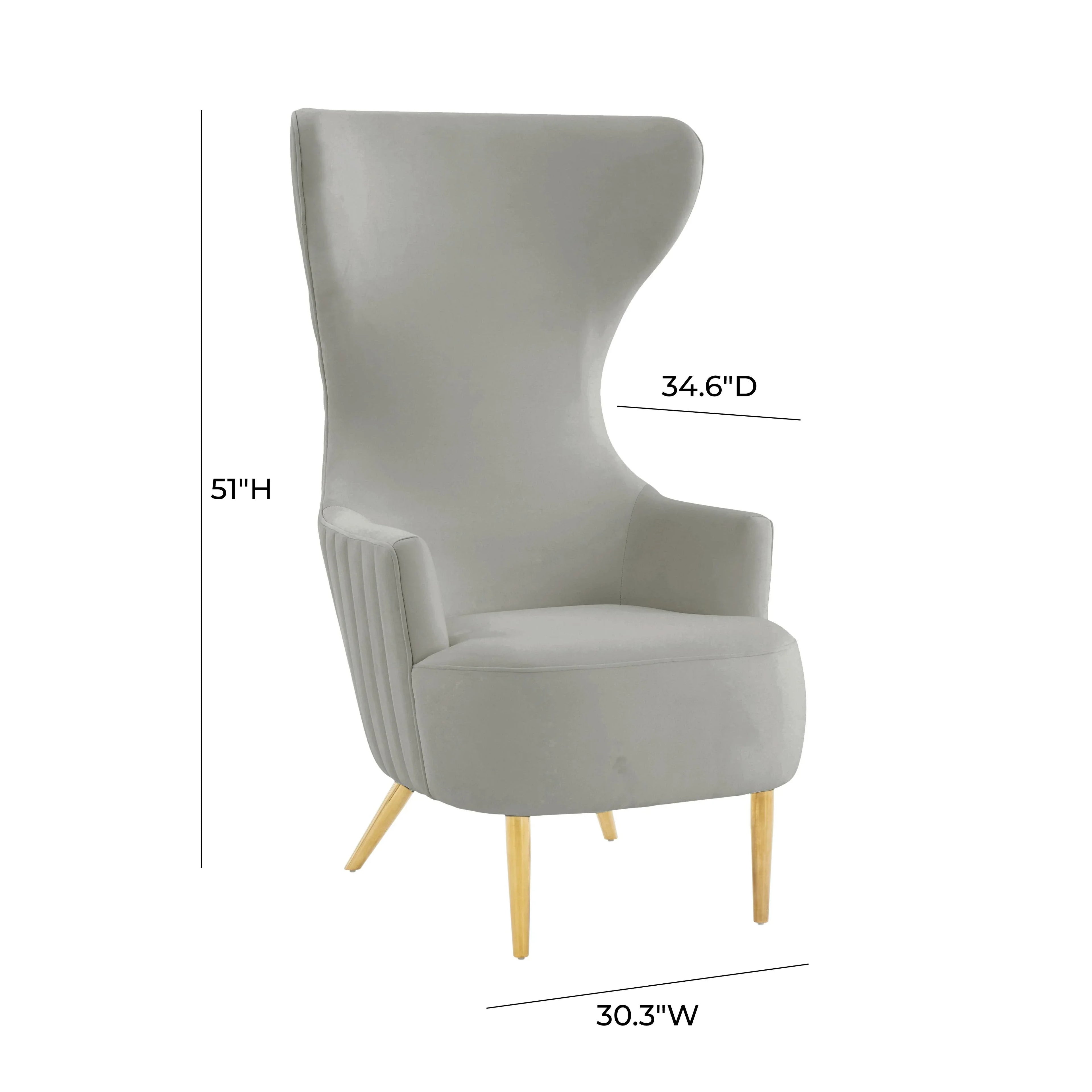 Julia Performance Velvet Channel Tufted Wingback Accent Chair