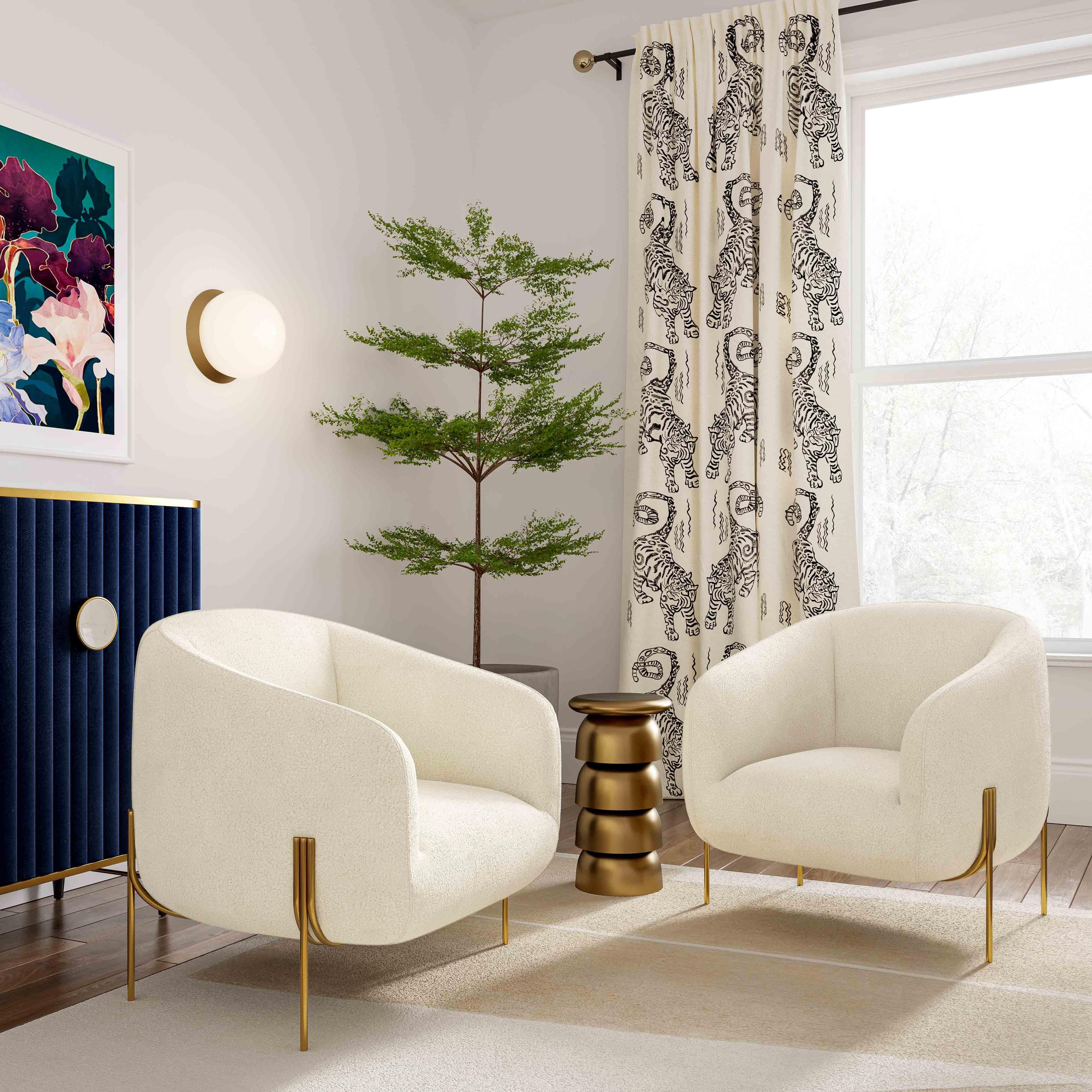 Kandra Cream Performance Vegan Shearling Accent Chair