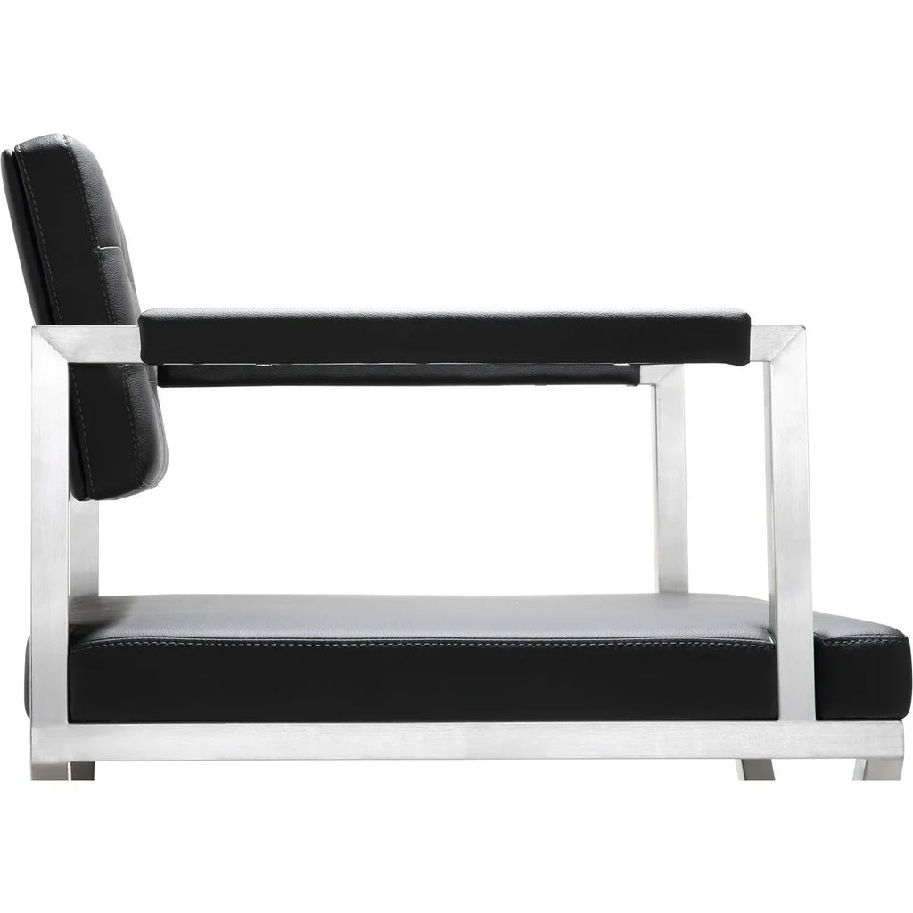 Director Performance Vegan Leather Stool with Silver Base