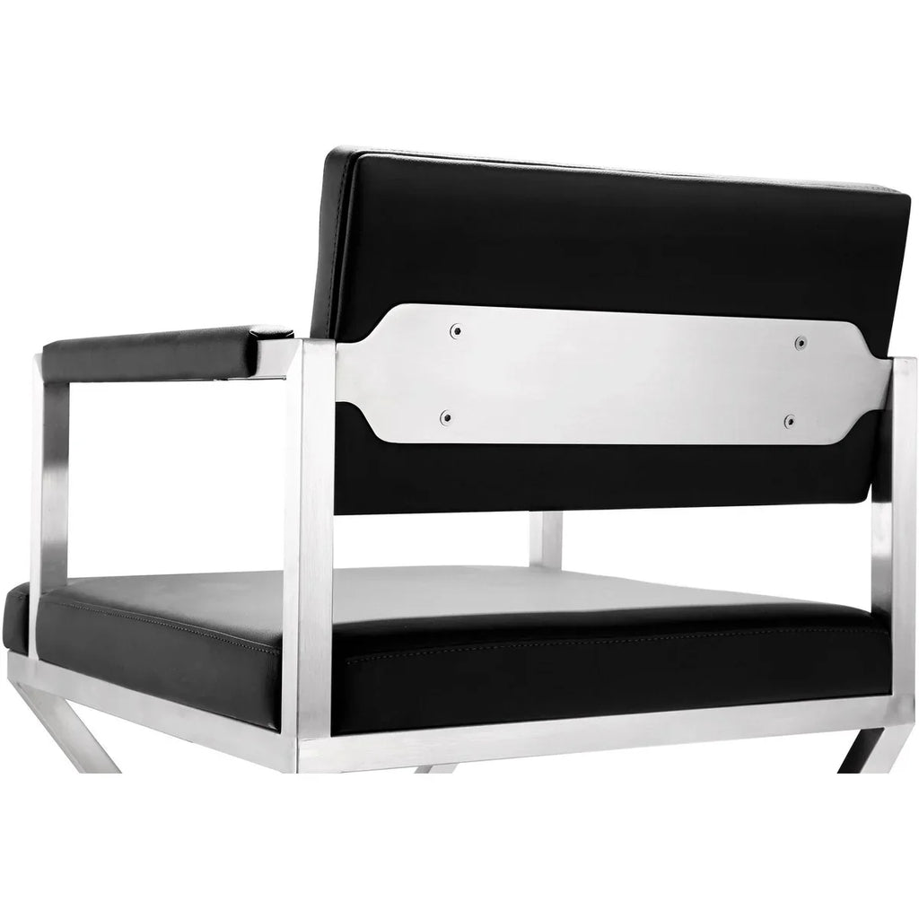 Director Performance Vegan Leather Stool with Silver Base