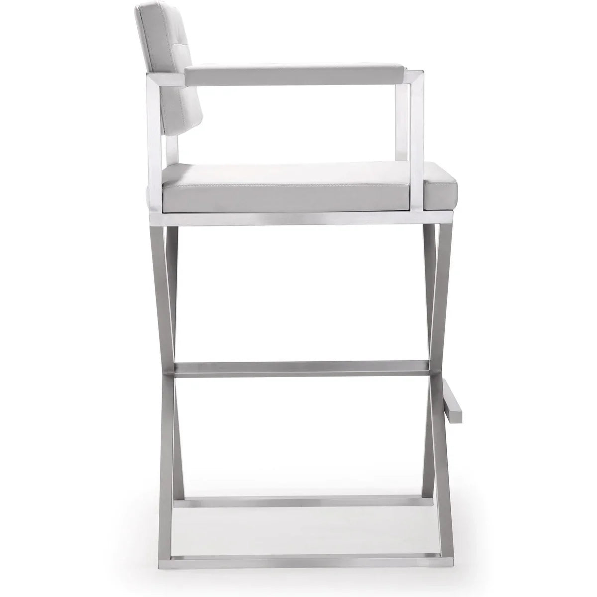 Director Performance Vegan Leather Stool with Silver Base