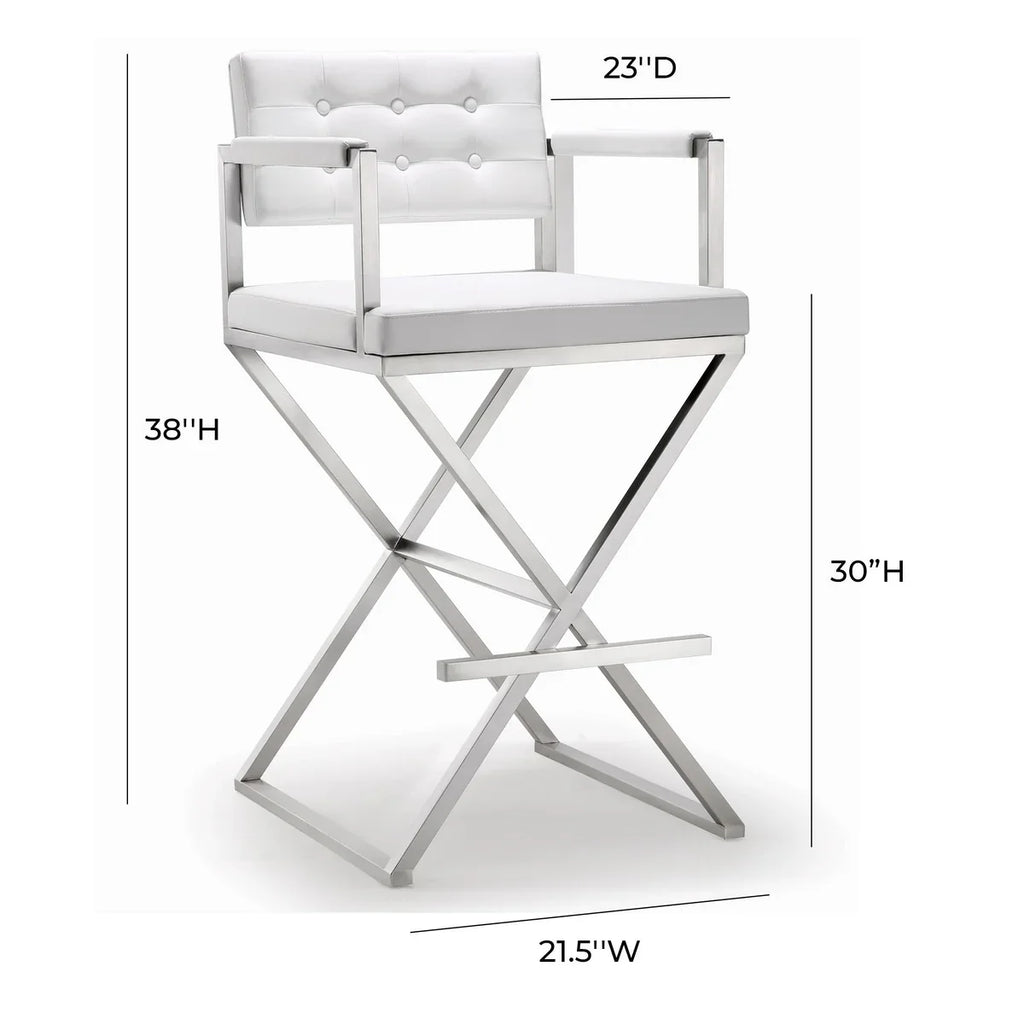 Director Performance Vegan Leather Stool with Silver Base