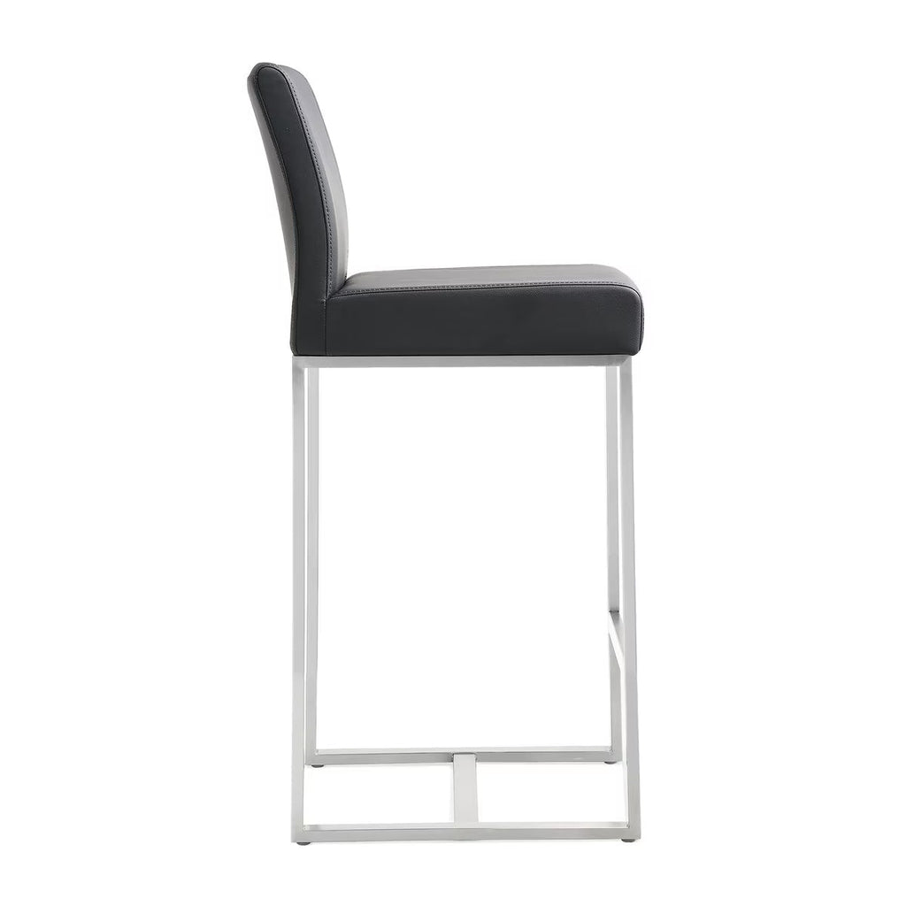 Denmark Performance Vegan Leather Stool with Silver Base - Set of 2