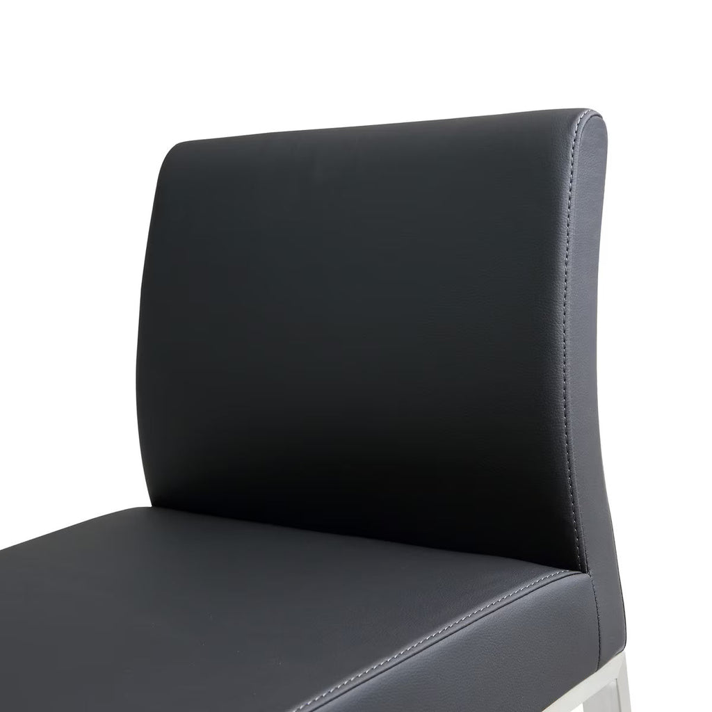 Denmark Performance Vegan Leather Stool with Silver Base - Set of 2