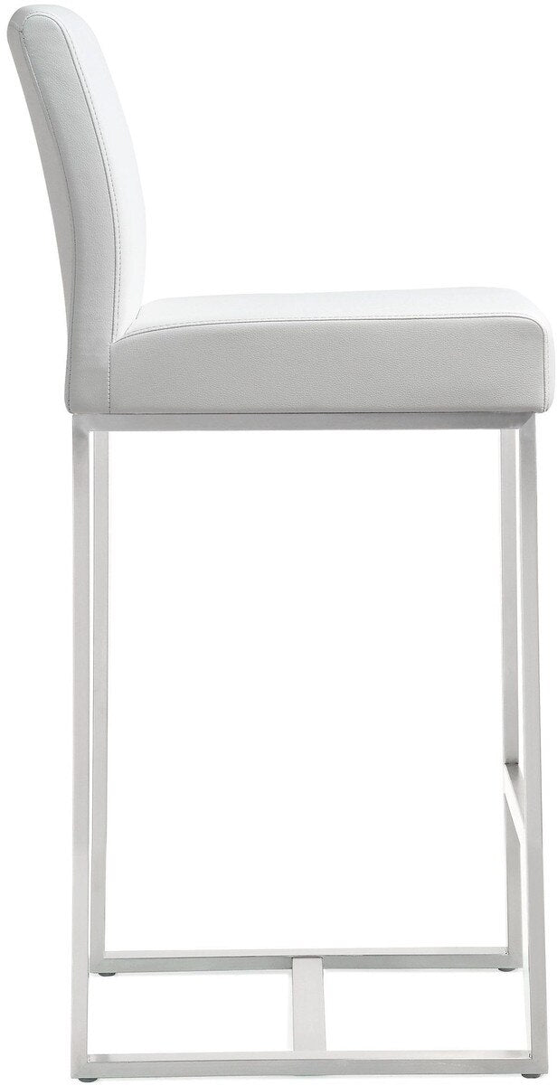 Denmark Performance Vegan Leather Stool with Silver Base - Set of 2