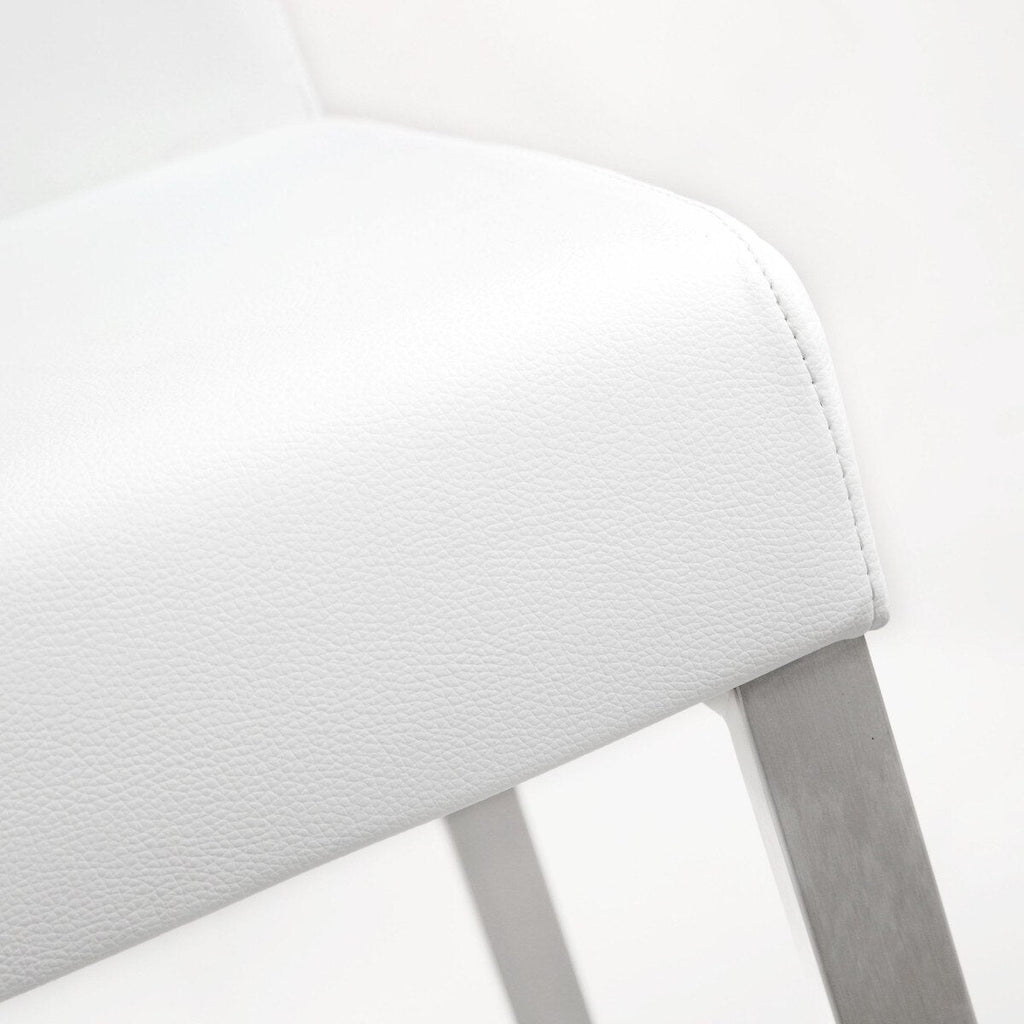 Denmark Performance Vegan Leather Stool with Silver Base - Set of 2