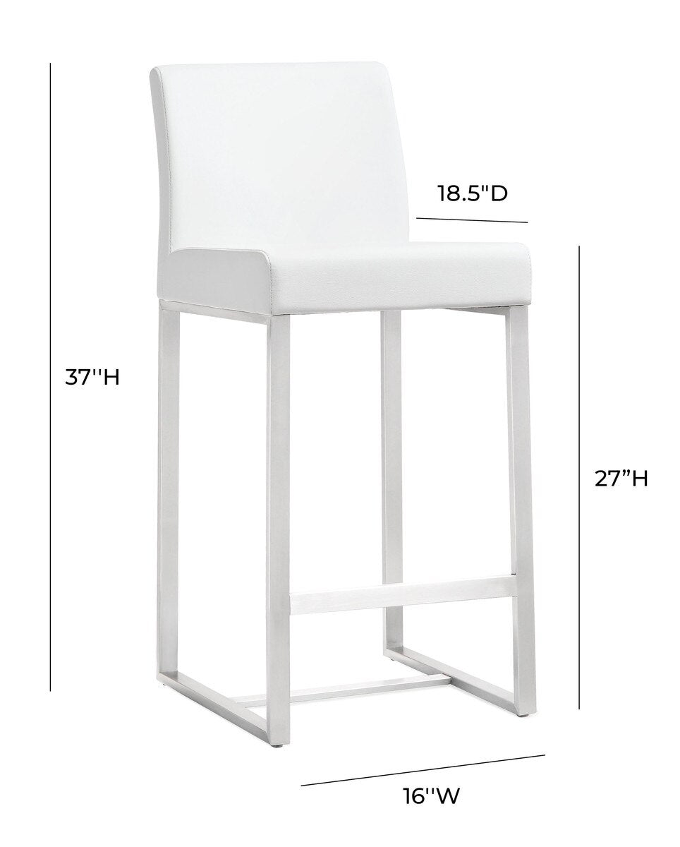 Denmark Performance Vegan Leather Stool with Silver Base - Set of 2