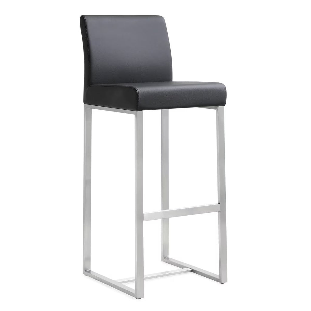 Denmark Performance Vegan Leather Stool with Silver Base - Set of 2