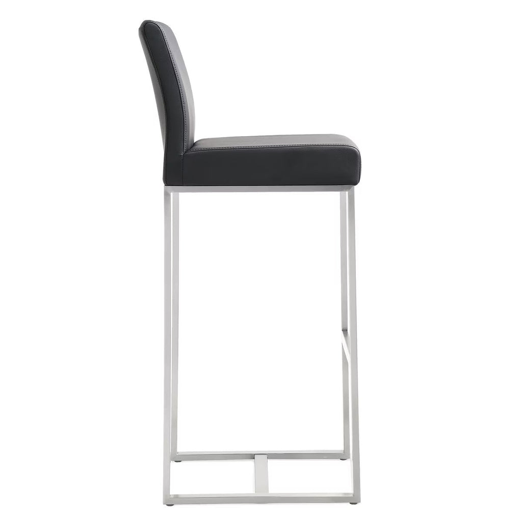 Denmark Performance Vegan Leather Stool with Silver Base - Set of 2