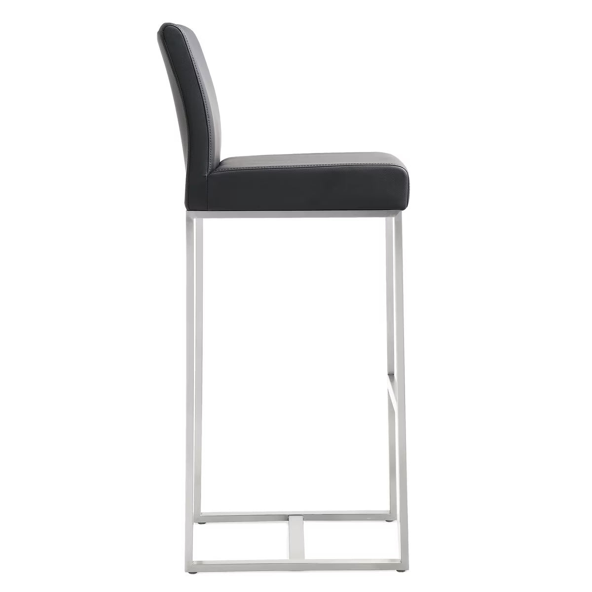 Denmark Performance Vegan Leather Stool with Silver Base - Set of 2