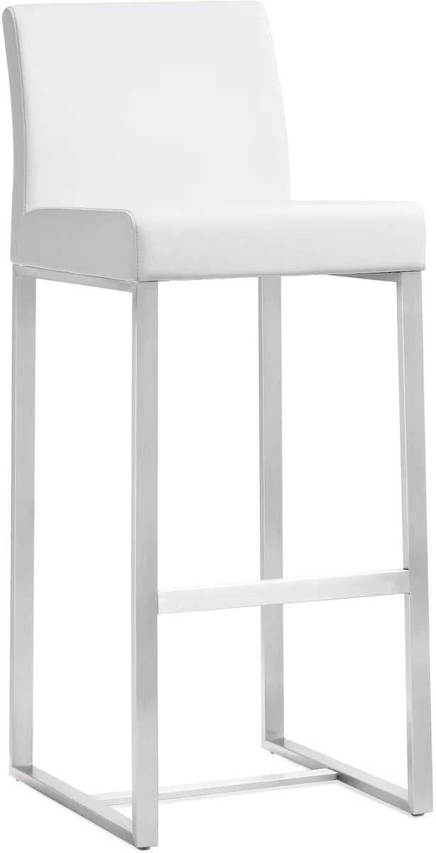 Denmark Performance Vegan Leather Stool with Silver Base - Set of 2