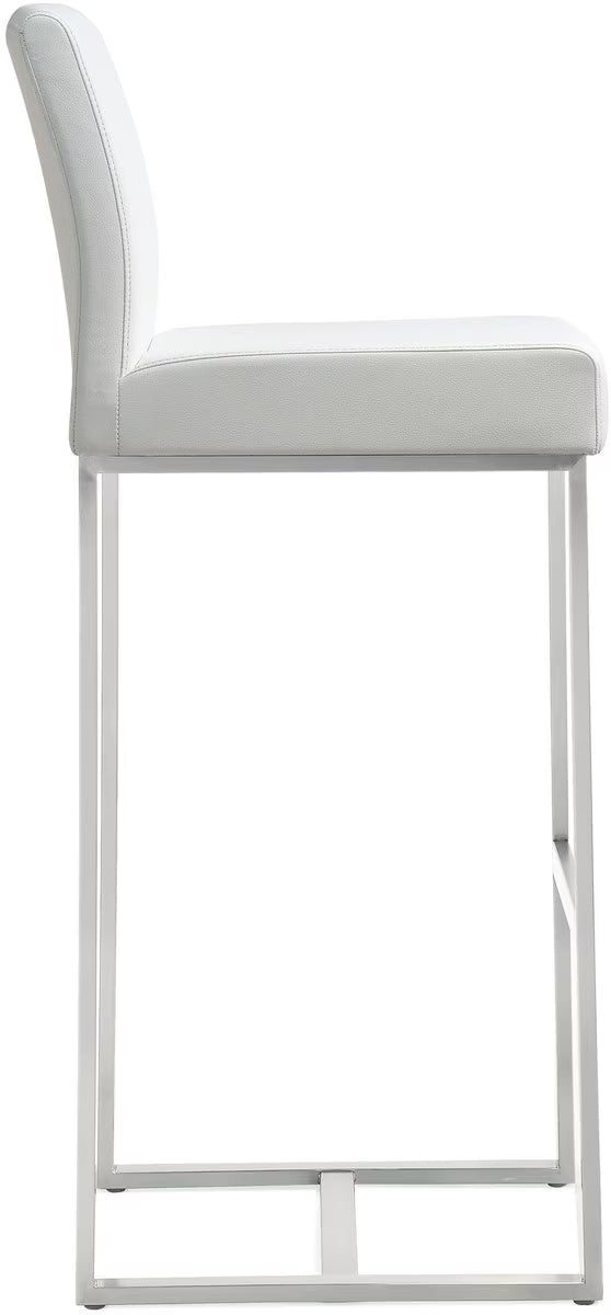 Denmark Performance Vegan Leather Stool with Silver Base - Set of 2