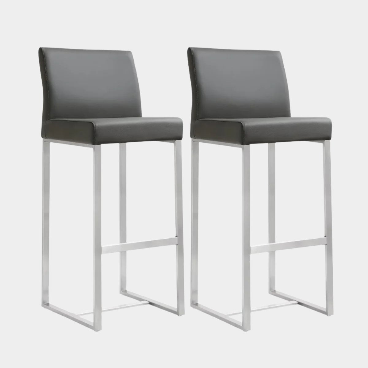 Denmark Performance Vegan Leather Stool with Silver Base - Set of 2