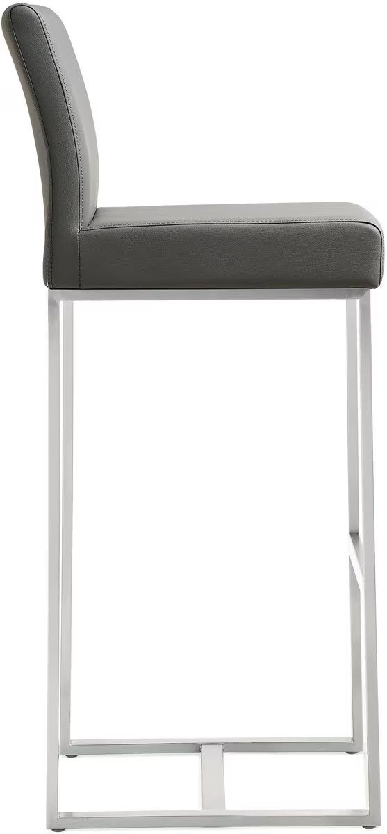 Denmark Performance Vegan Leather Stool with Silver Base - Set of 2