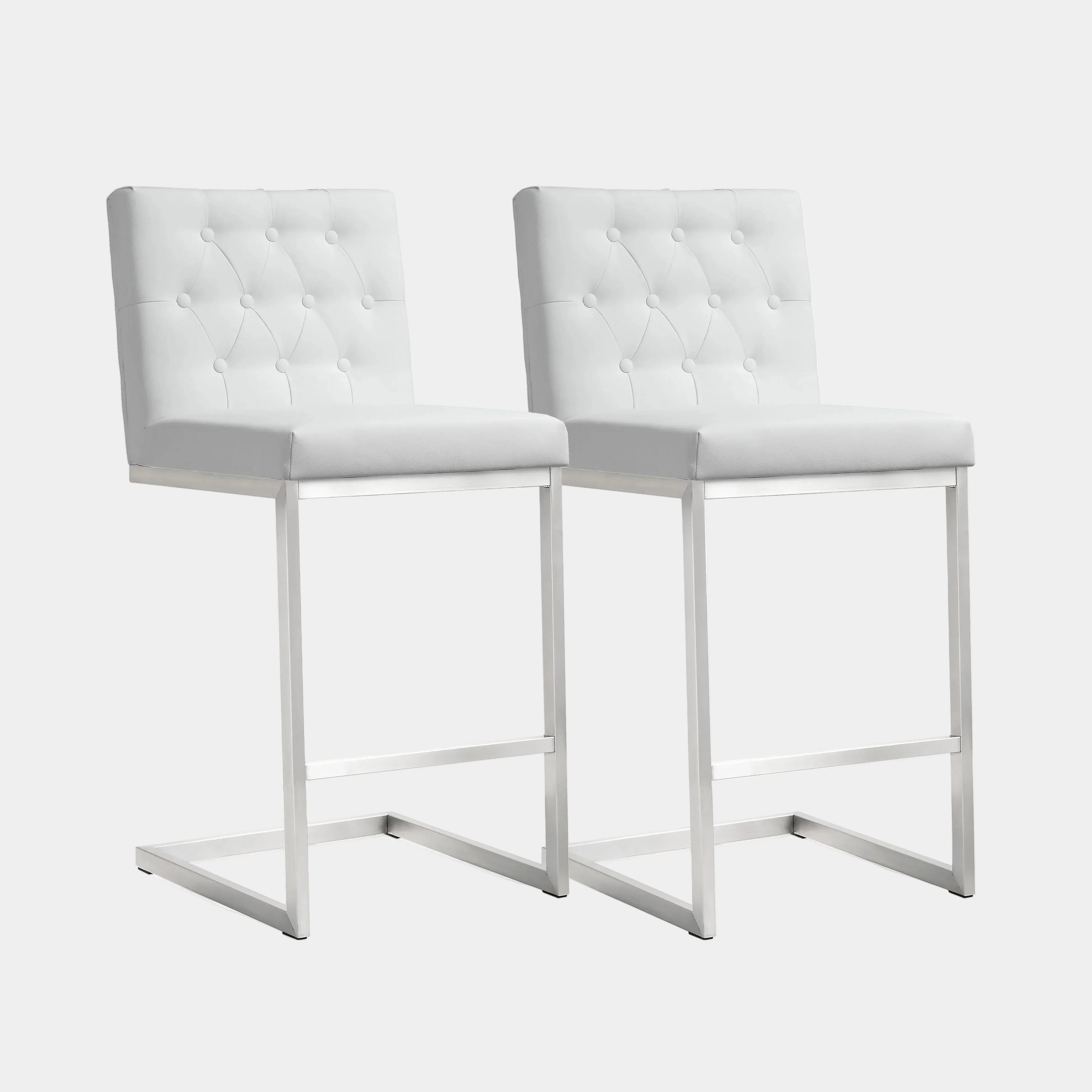 Helsinki White Performance Vegan Leather Stool - Set of 2