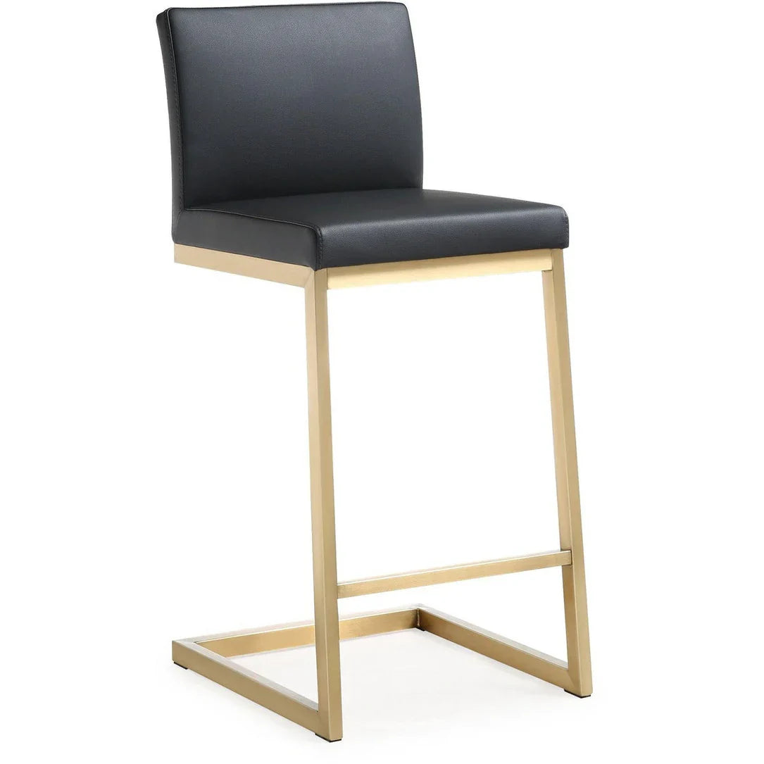 Parma Performance Vegan Leather and Gold Stainless Steel Counter Stool - Set of 2
