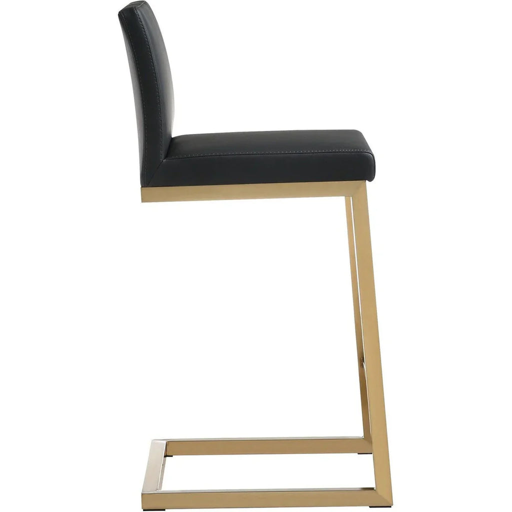 Parma Performance Vegan Leather and Gold Stainless Steel Counter Stool - Set of 2