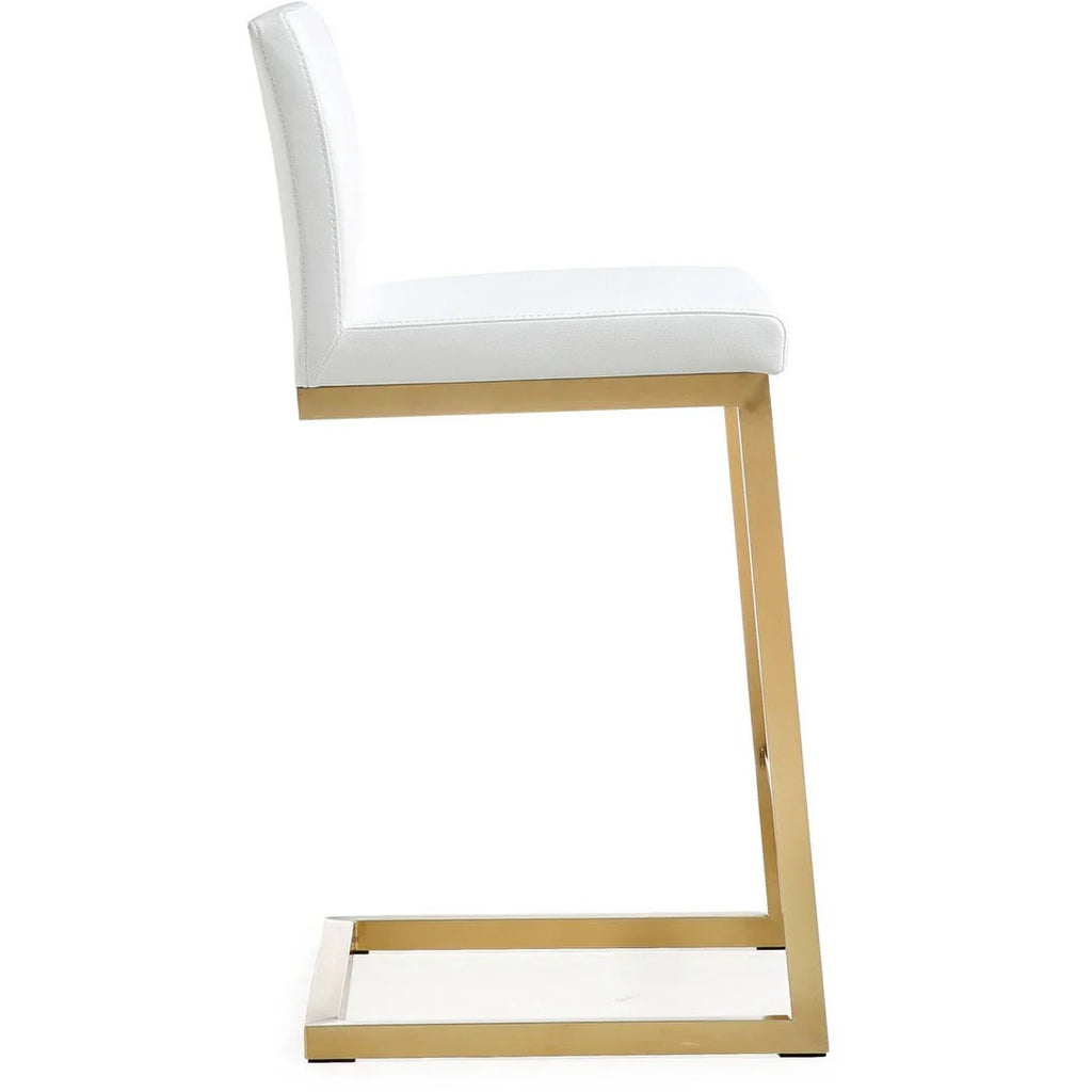 Parma Performance Vegan Leather and Gold Stainless Steel Counter Stool - Set of 2